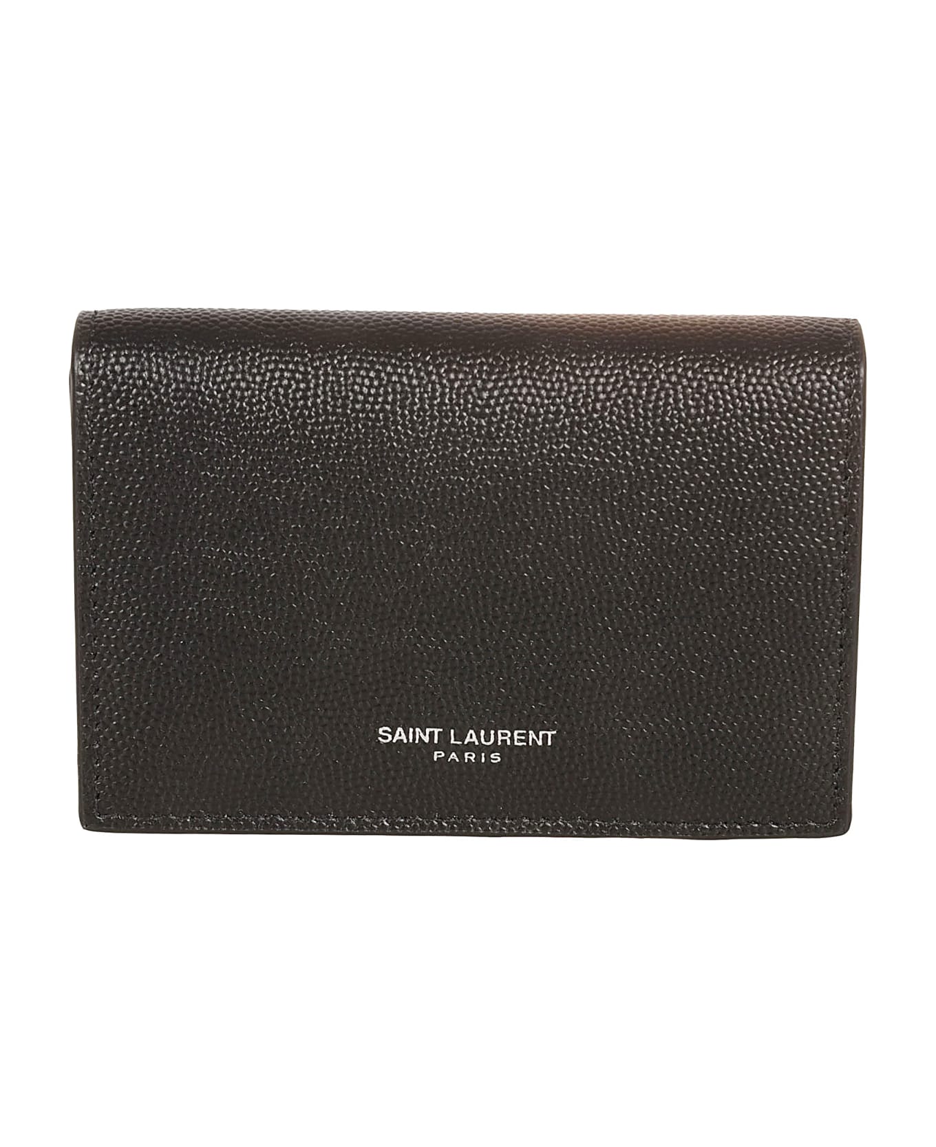 Saint Laurent Logo Buttoned Wallet - Black