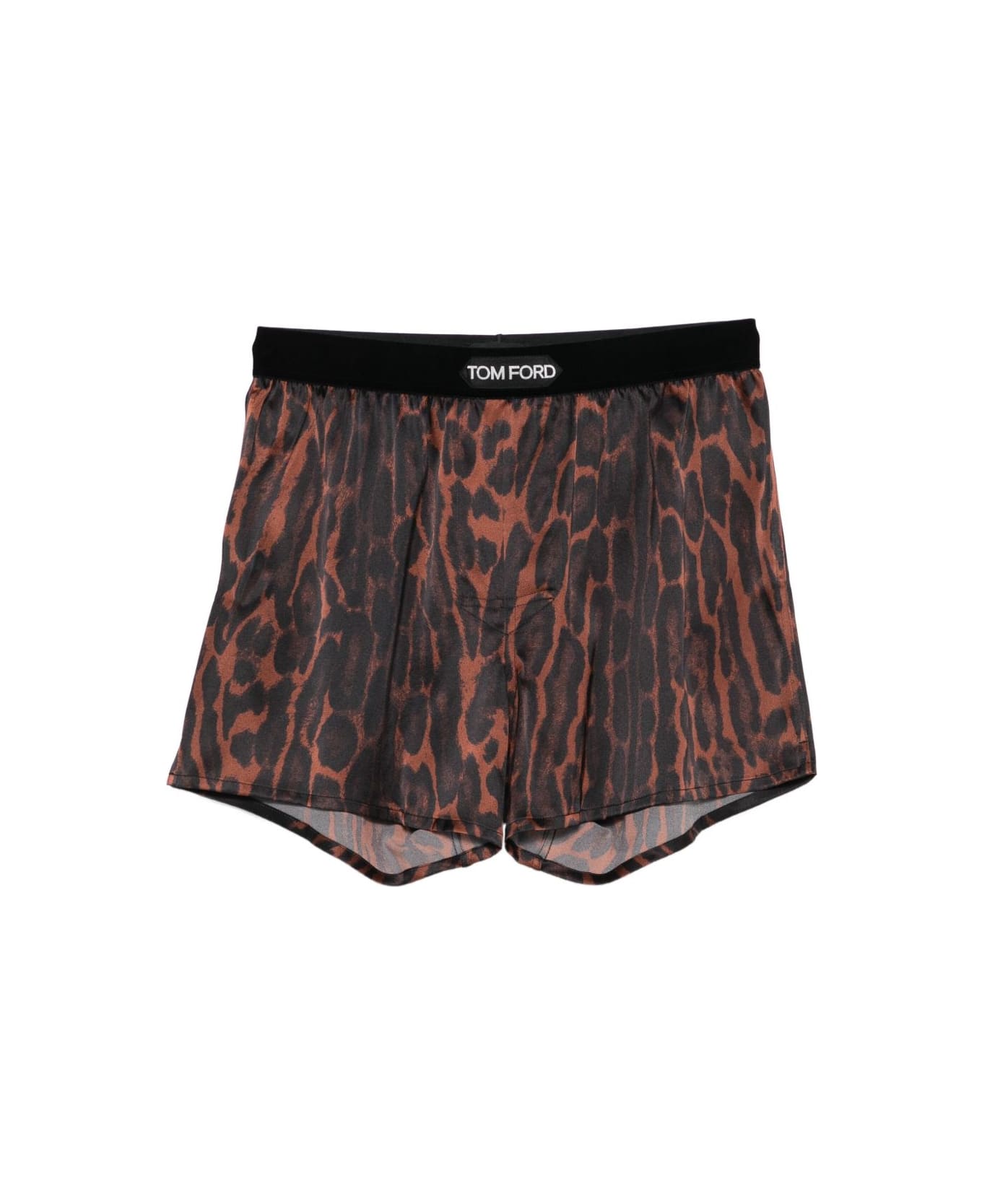 Tom Ford Leopard-print Stretch Silk Boxer - Brown