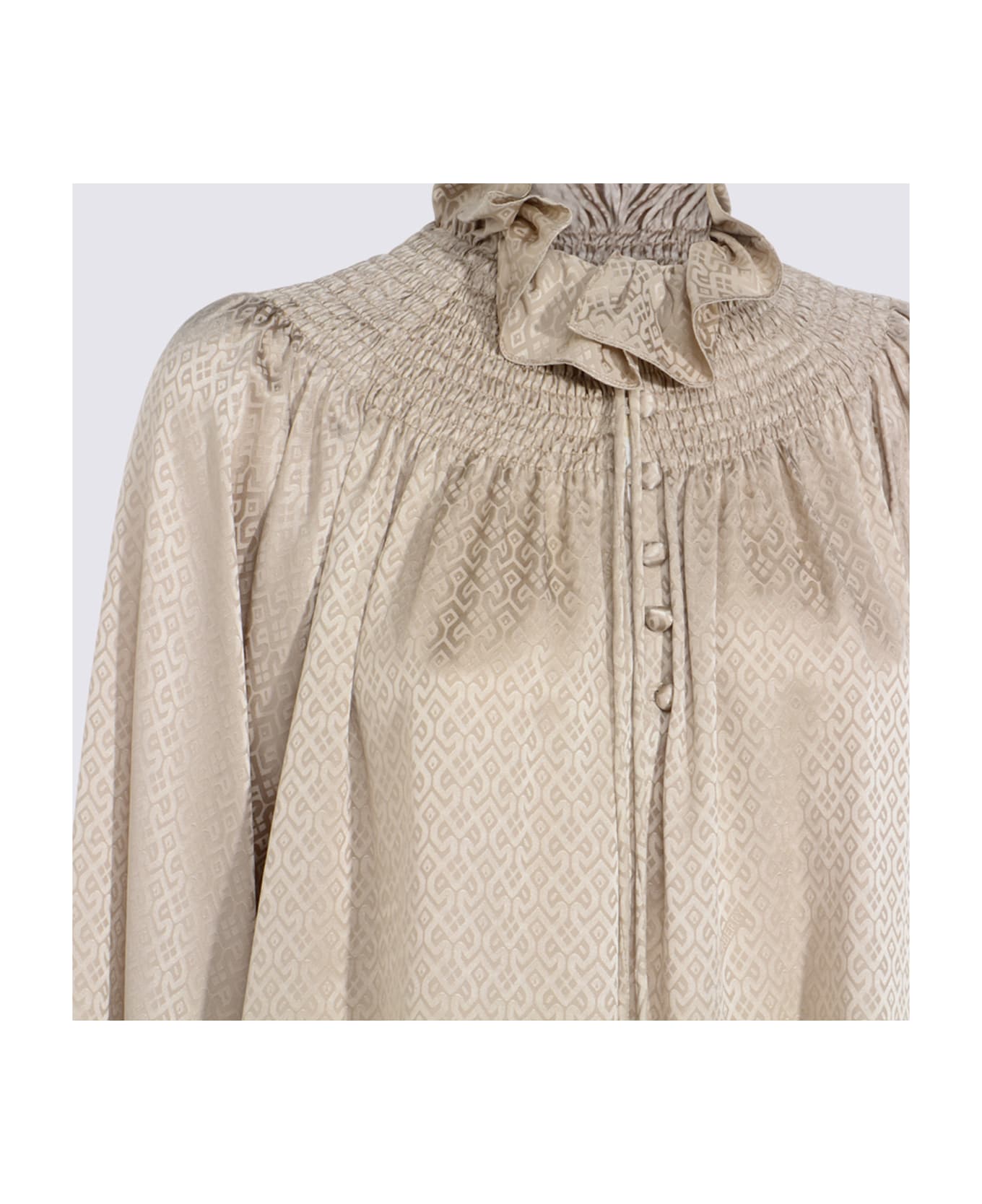 Burberry Beige Silk Shirt - TAUPE BEIGE IP PATT