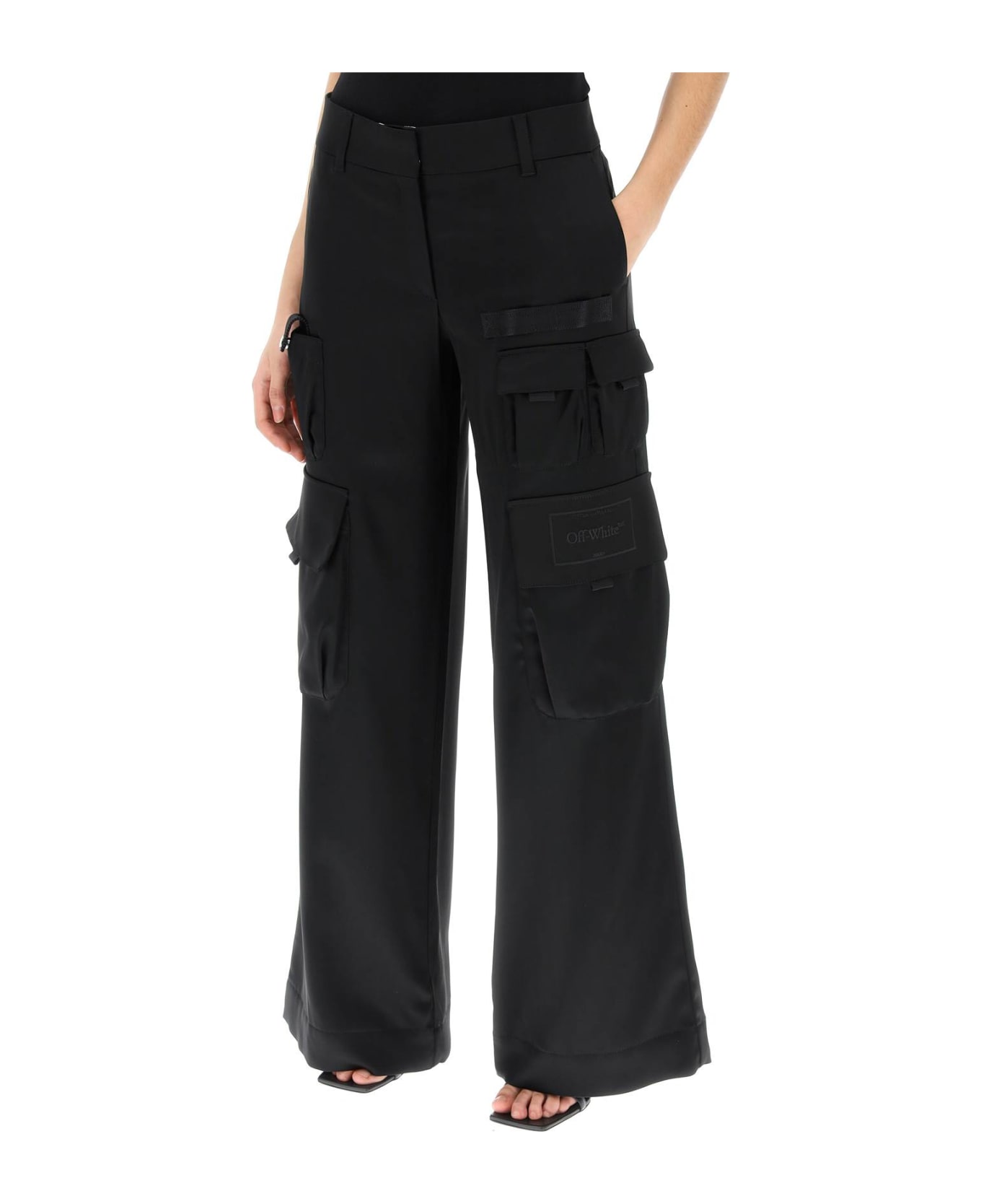 Off-White Toybox Cargo Pants In Satin - Black