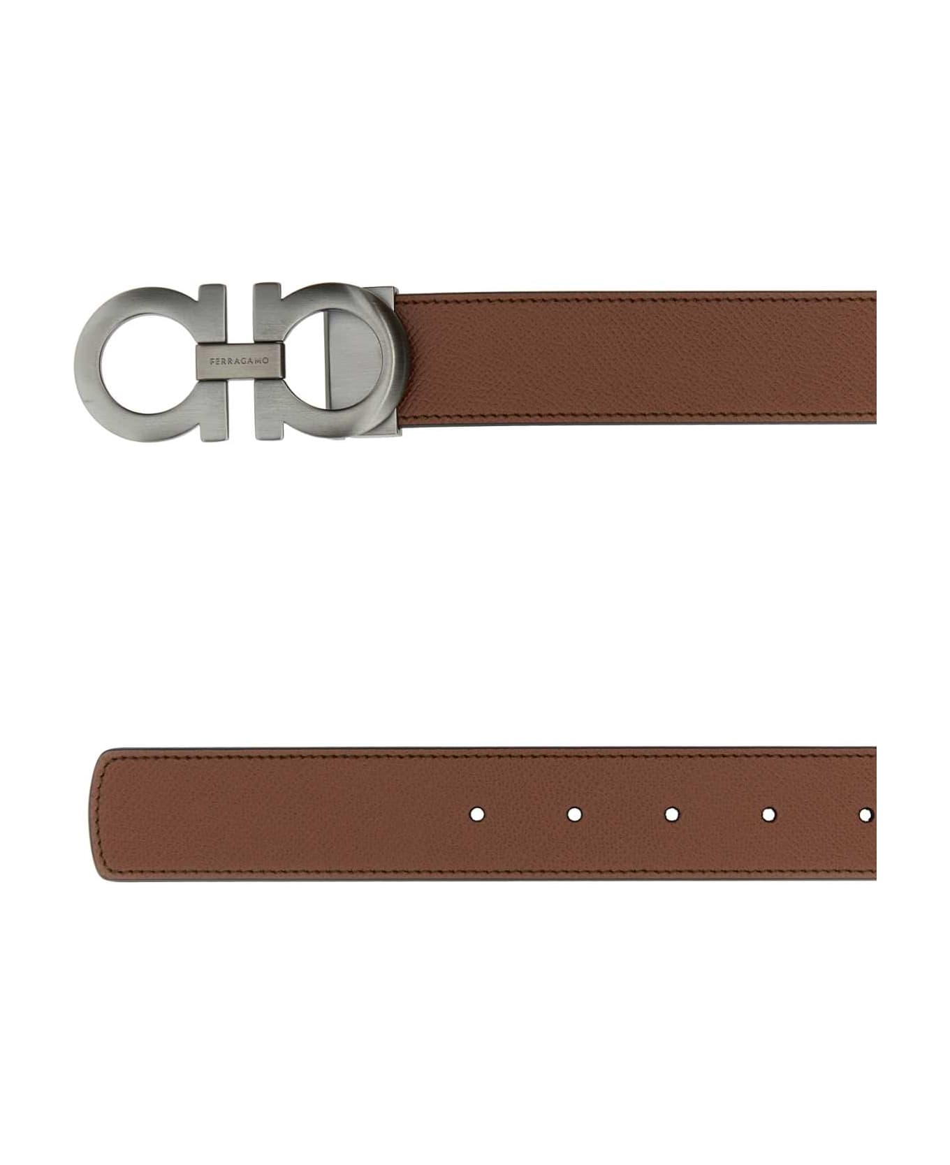 Ferragamo Brown Leather Reversible Belt - NERO