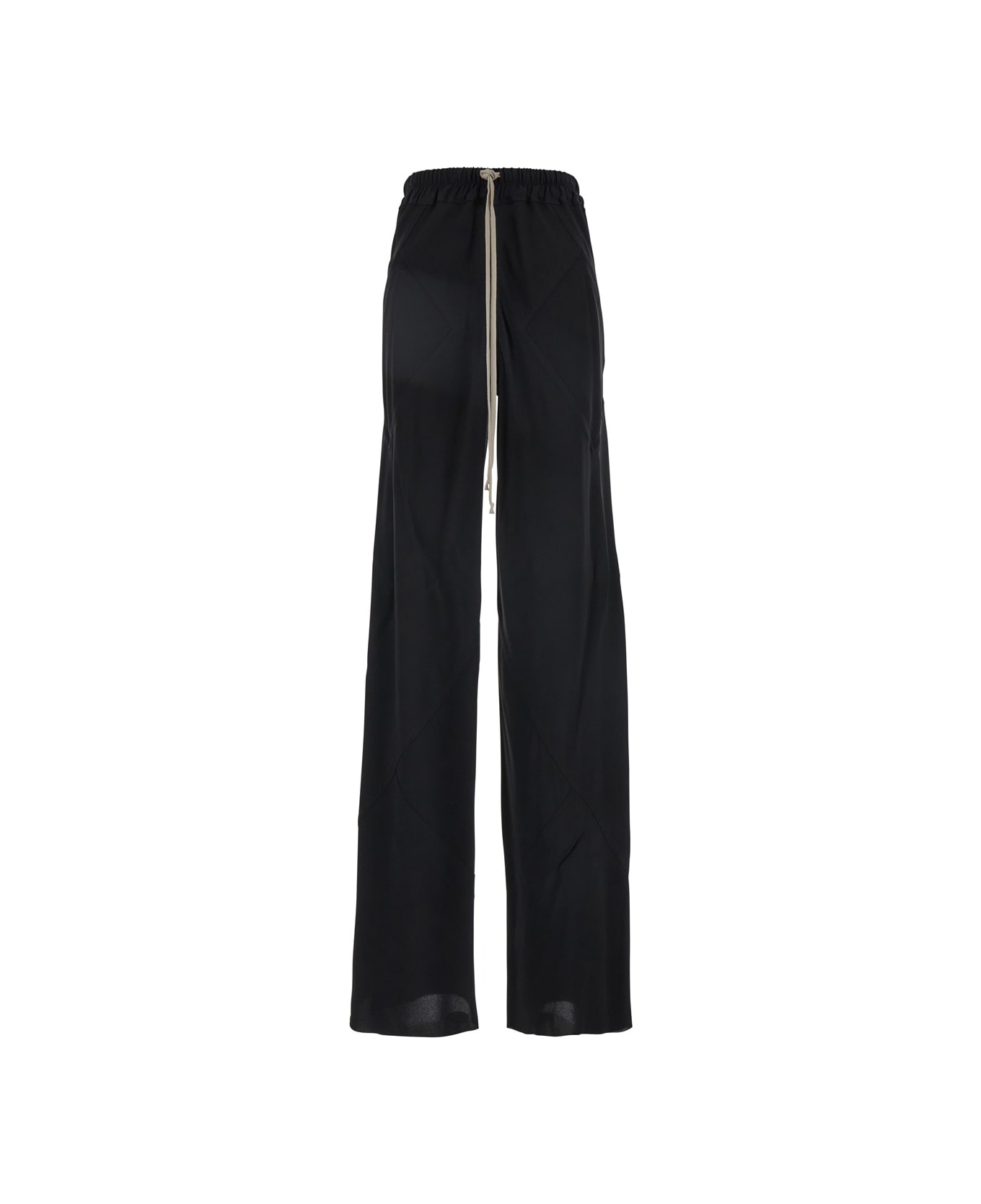 Rick Owens Black Wide Leg Pants In Tech Fabric Woman - Black