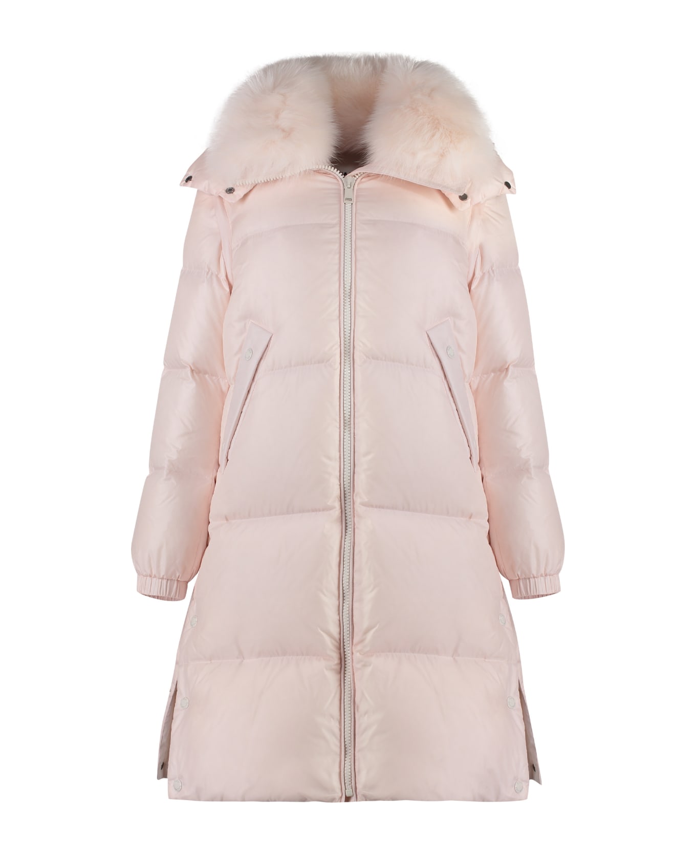 Yves Salomon Long Hooded Down Jacket - Pink