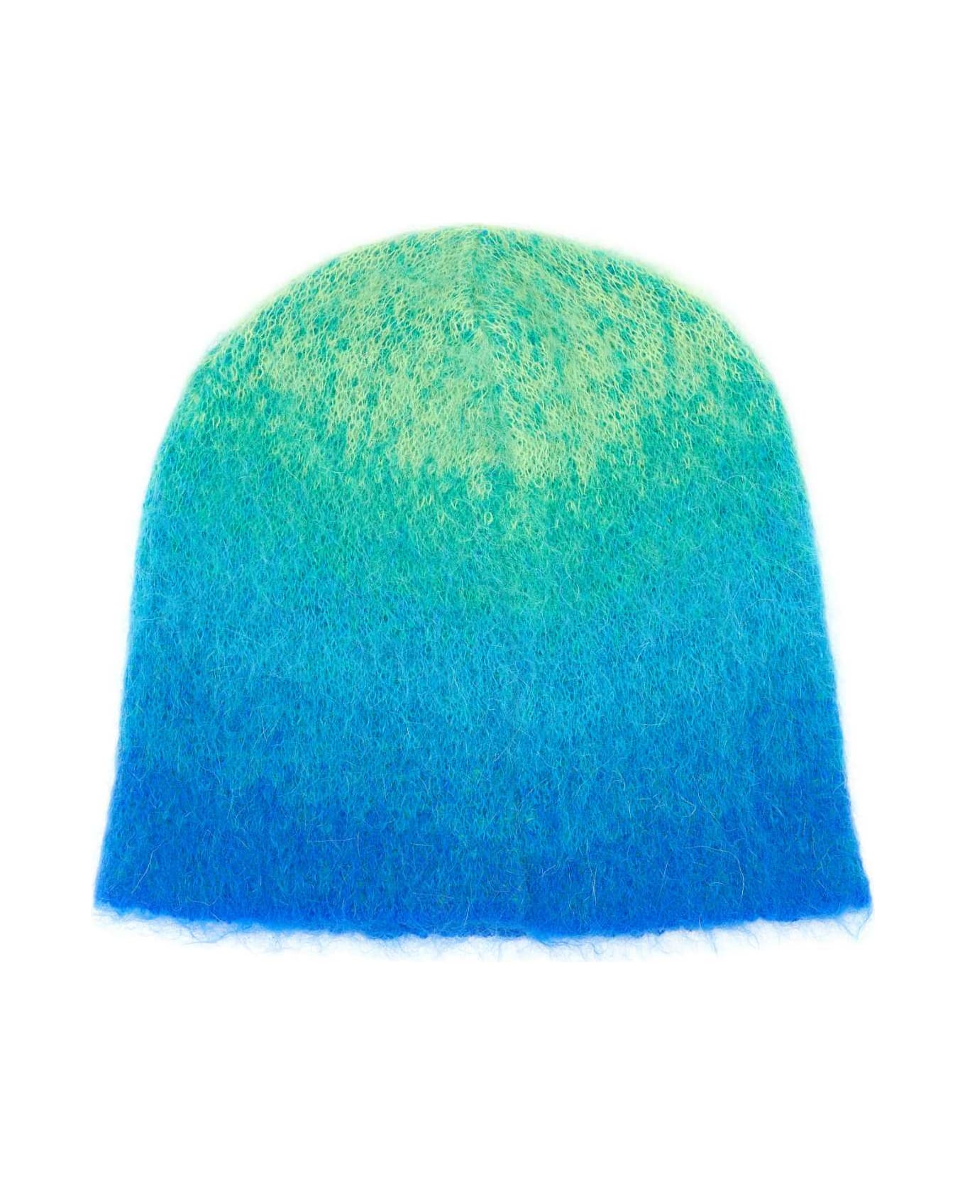 ERL Multicolor Mohair Blend Beanie Hat - BROWN デジタルアクセサリー