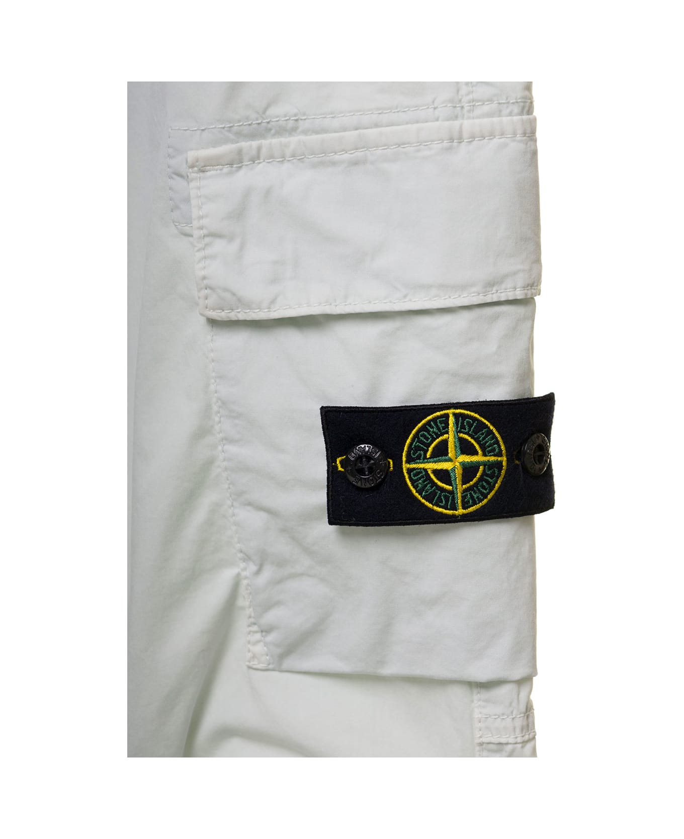 Stone Island Junior Grey Cargo Pants With Logo Patch And Pockets In Stretch Cotton Boy - Grey ボトムス