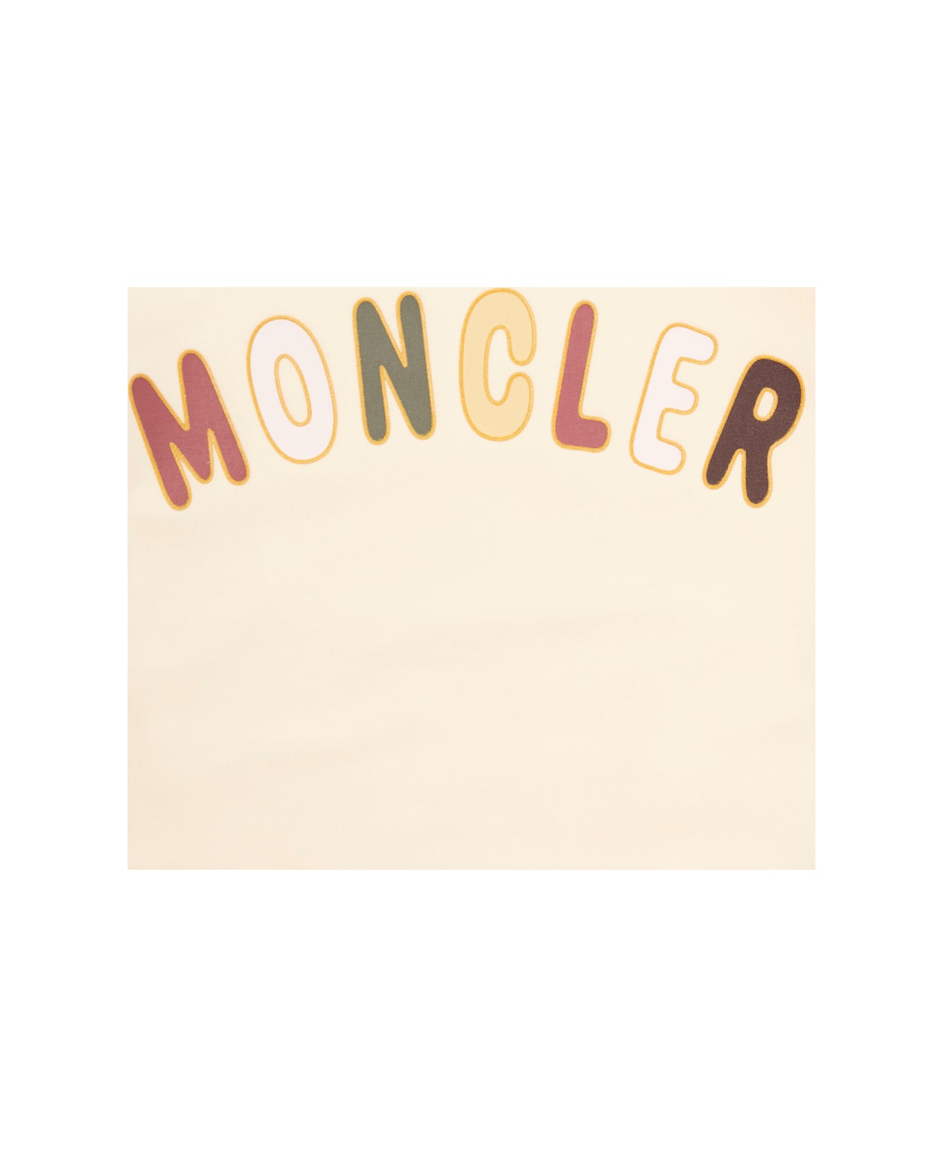 Moncler White Long Sleeve T-shirt With Logo Print In Stretch Cotton Baby - White