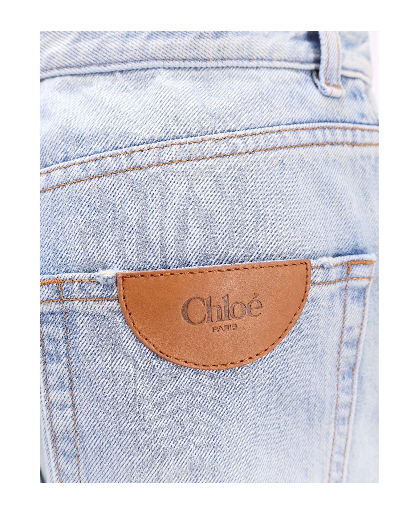 Chloé Logo Patch Wide-leg Jeans - Blue