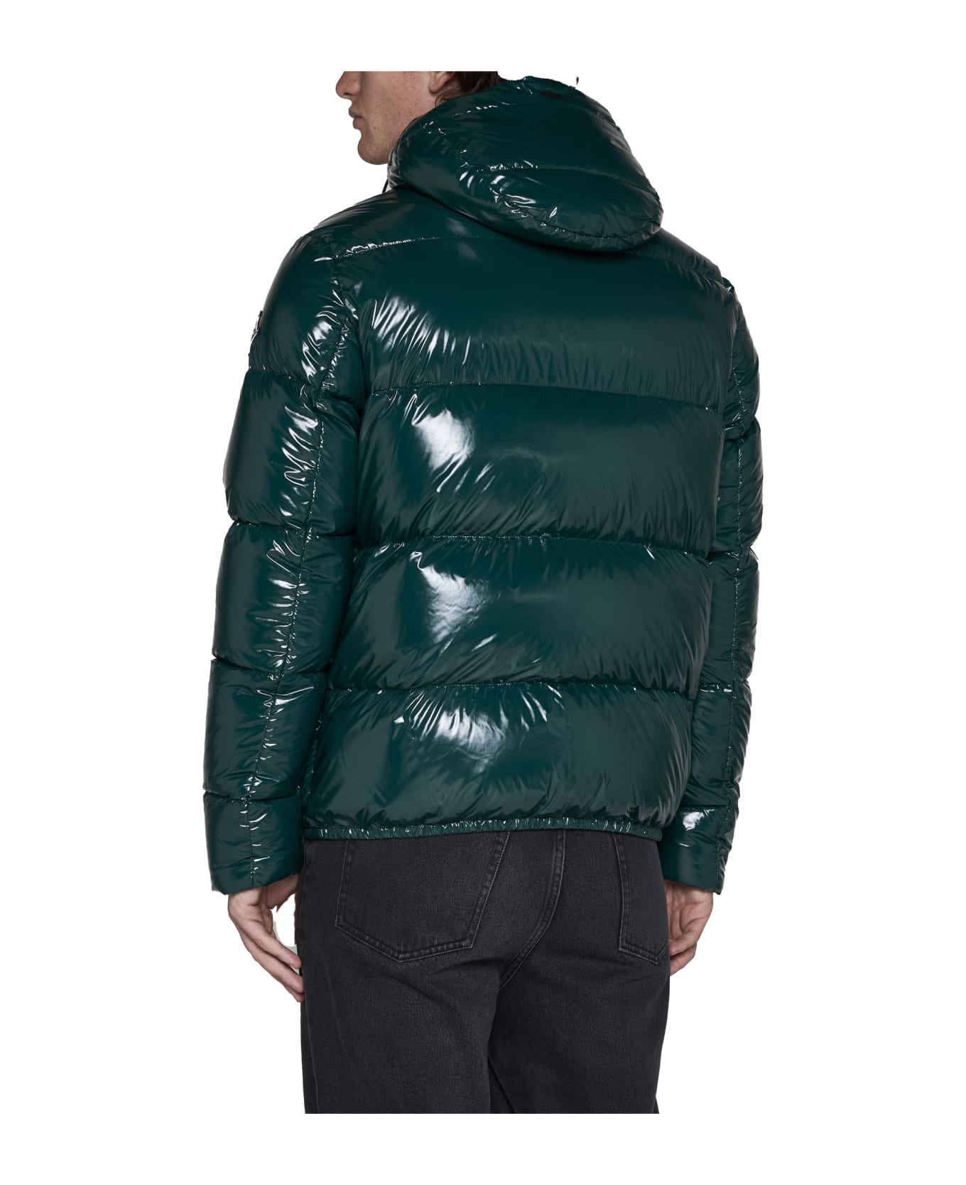 Herno Gloss Bomber Jacket With Hood - Verde College