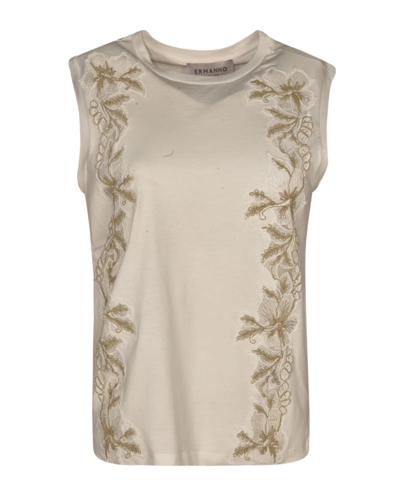 Ermanno Scervino Floral Embroidered Sleeveless Top - White タンクトップ