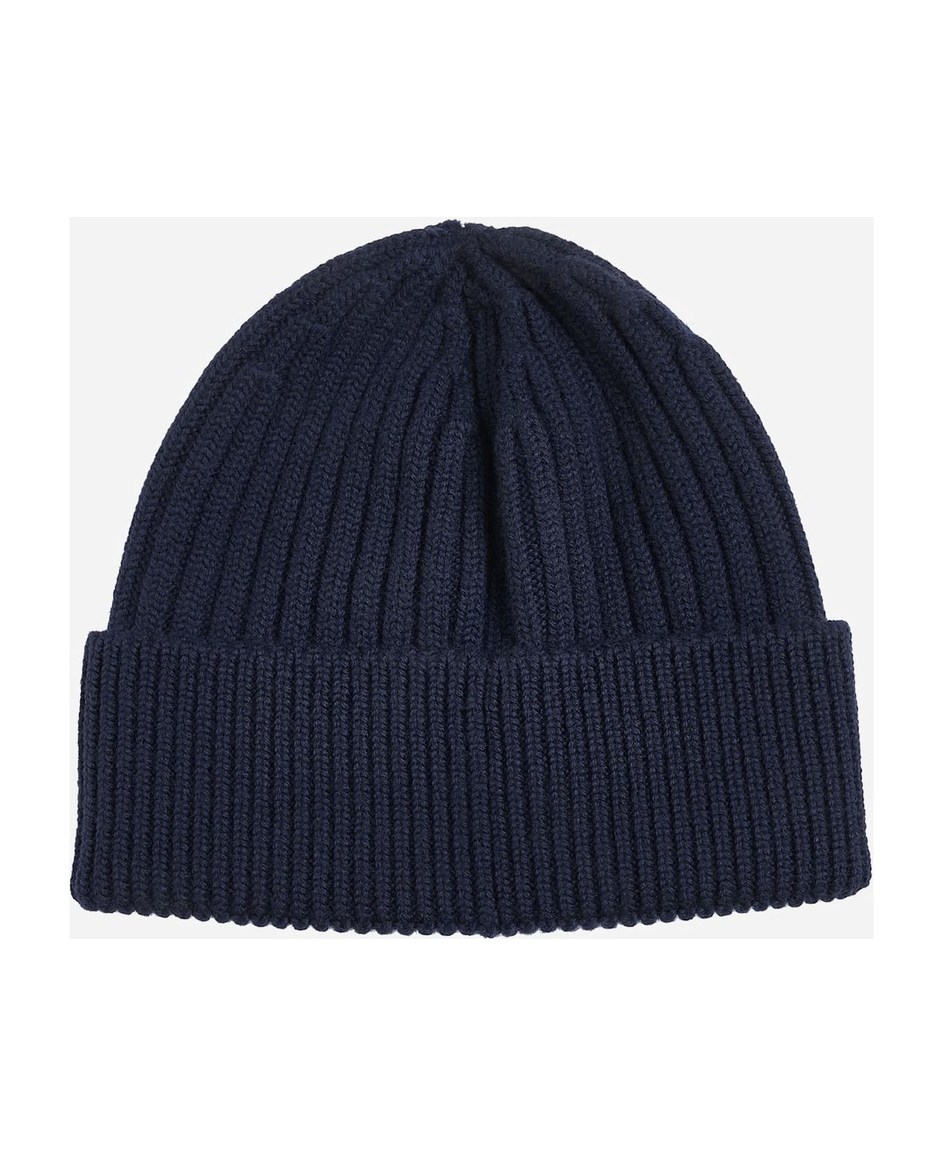 Moncler Logo Wool Beanie - navy