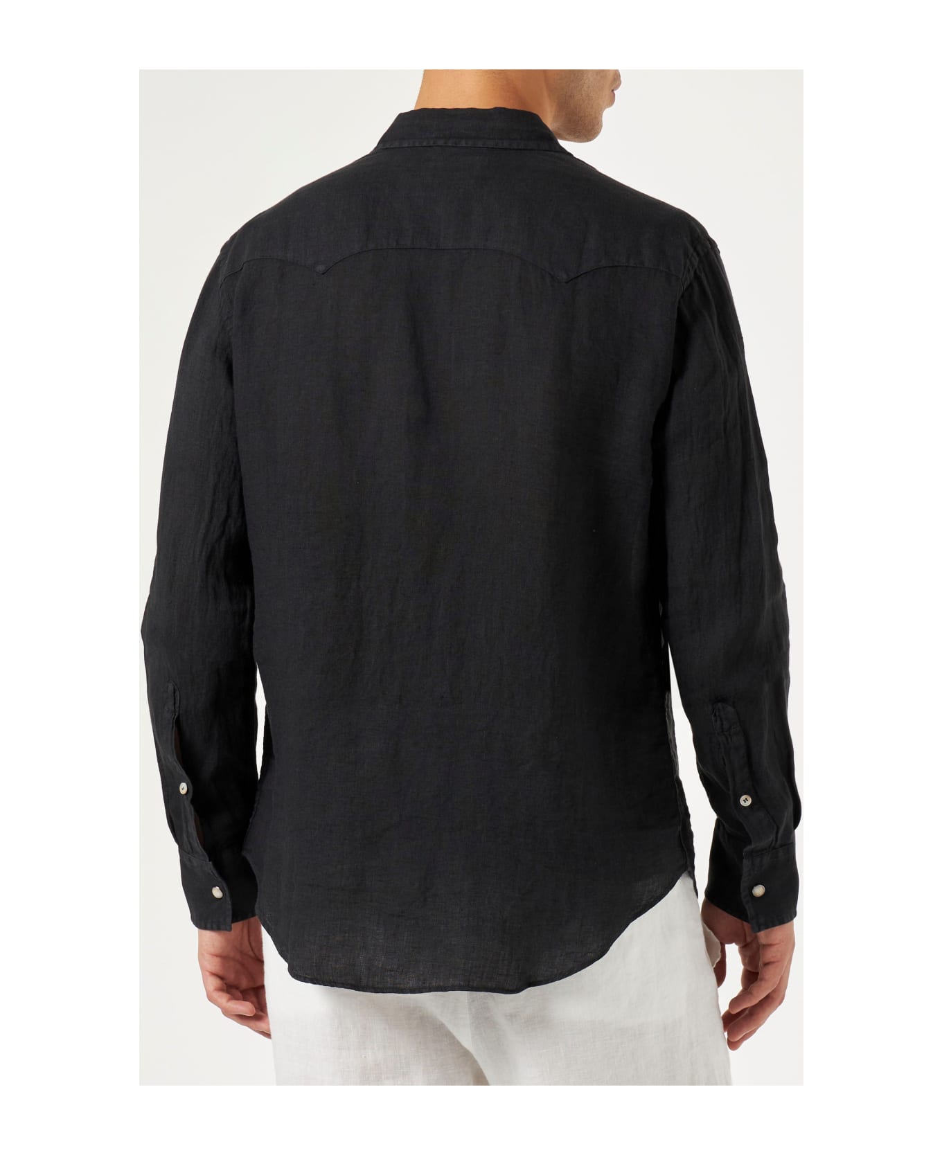 MC2 Saint Barth Man Black Linen Shirt - BLACK