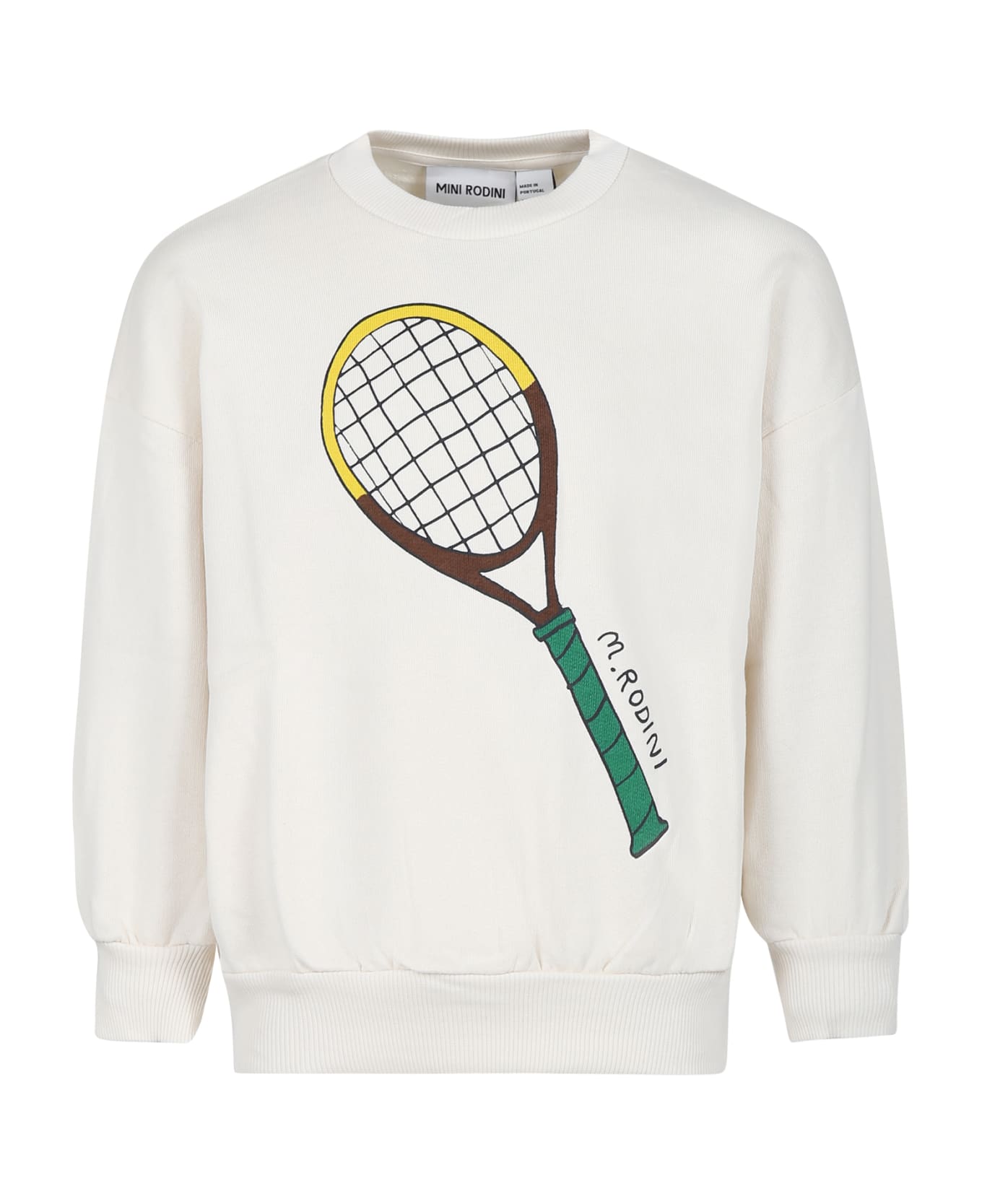 Mini Rodini Ivory Sweatshirt For Kids With Tennis Racket - Ivory