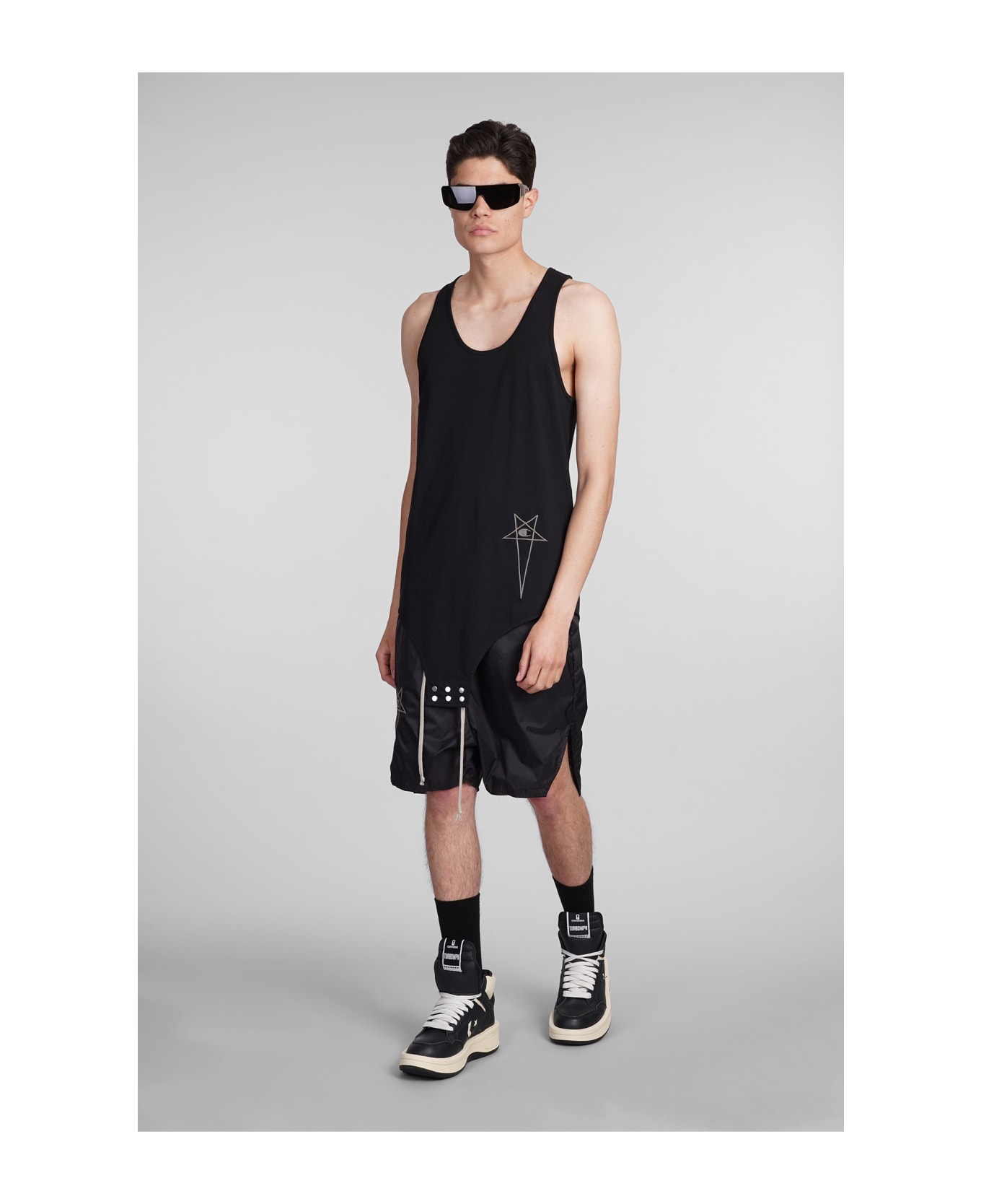 Rick Owens x Champion Basketball Tank Tank Top In Black Cotton - black