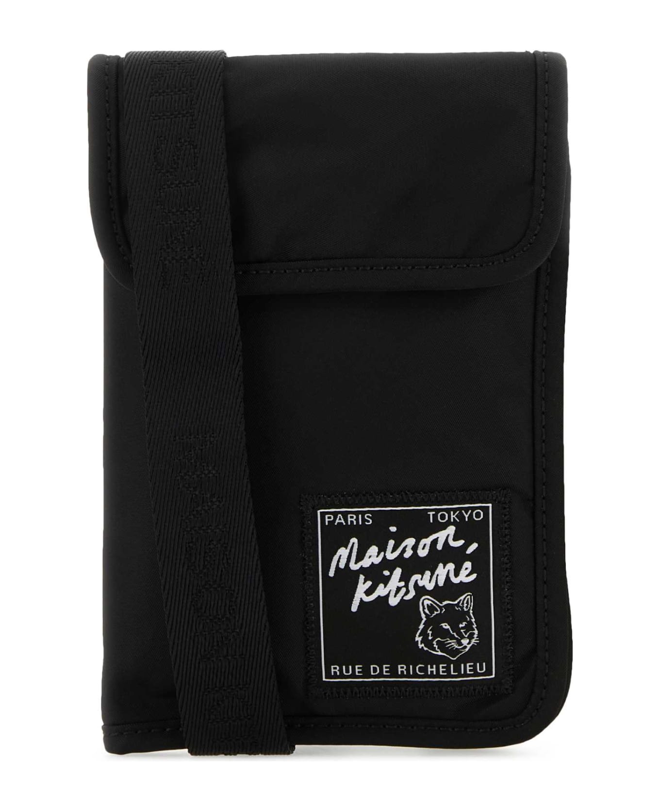 Maison Kitsuné Black Nylon Phone Case - BLACK ショルダーバッグ