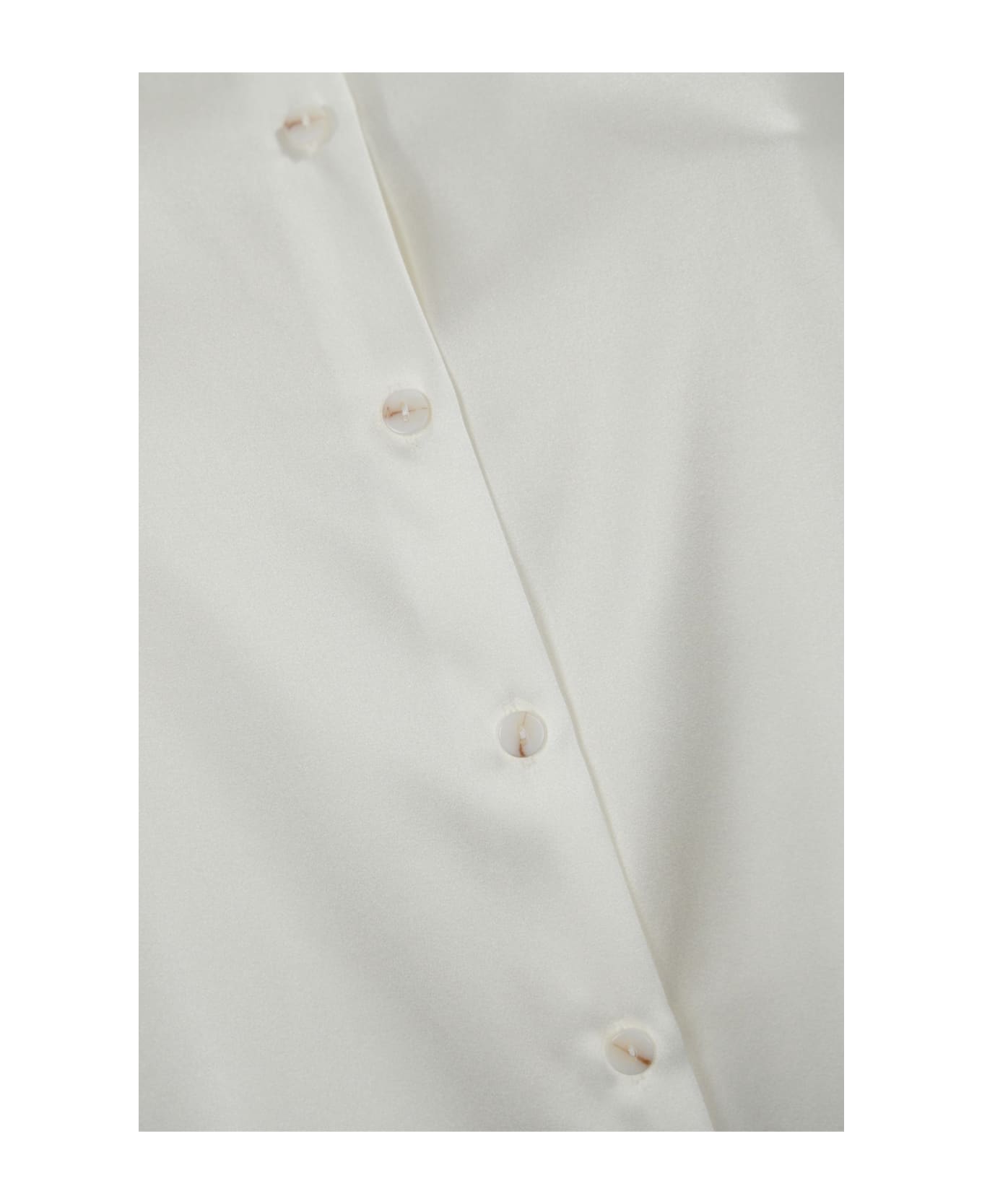 Max Mara Shirt Finish In Silk Satin - Bianco