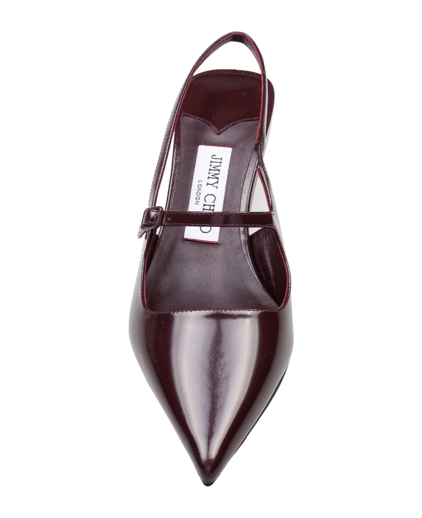 Jimmy Choo Didi 45 Slingback In Brushed Leather, Merlot Color - Deep Merlot