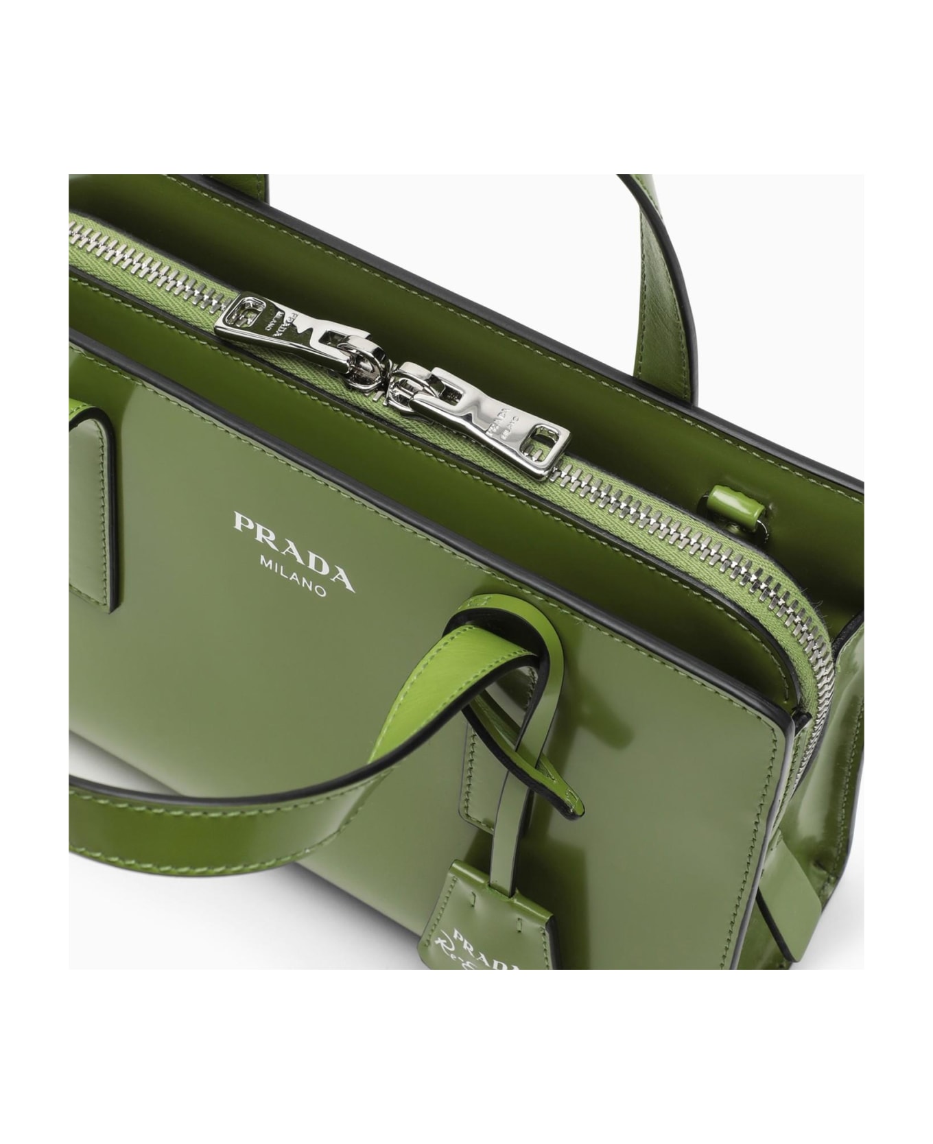 Prada Green Mini Re-edition 1995 In Brushed Leather - FELCE