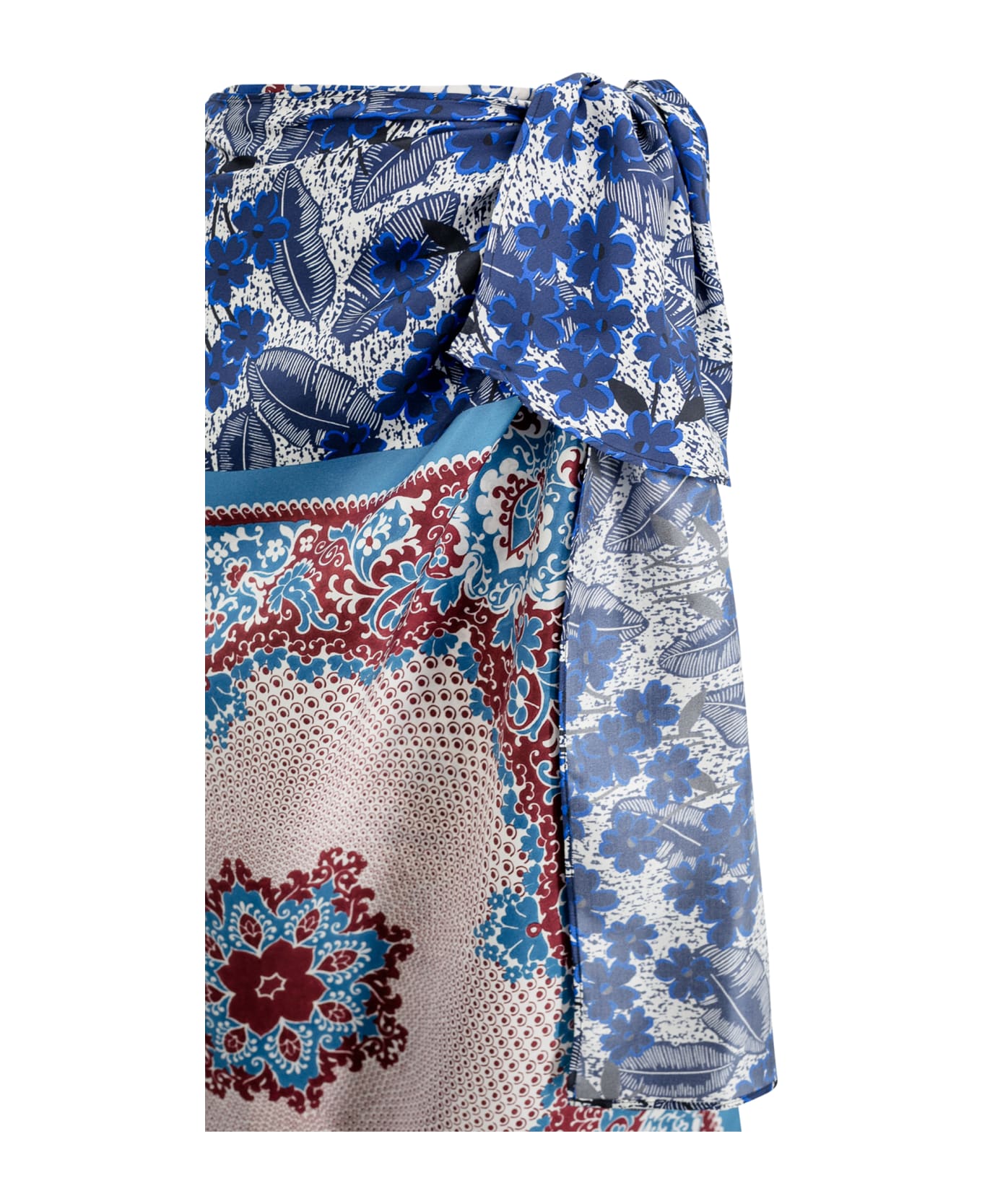Weekend Max Mara Printed Silk Sarong Skirt - Blu bianco