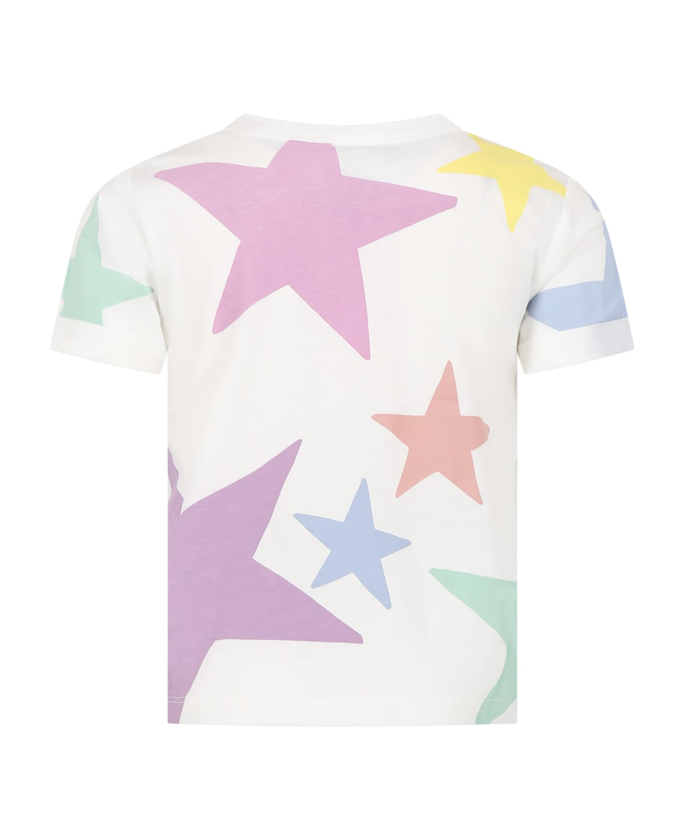 Stella McCartney Kids White T-shirt For Girl With Stars And Logo - White