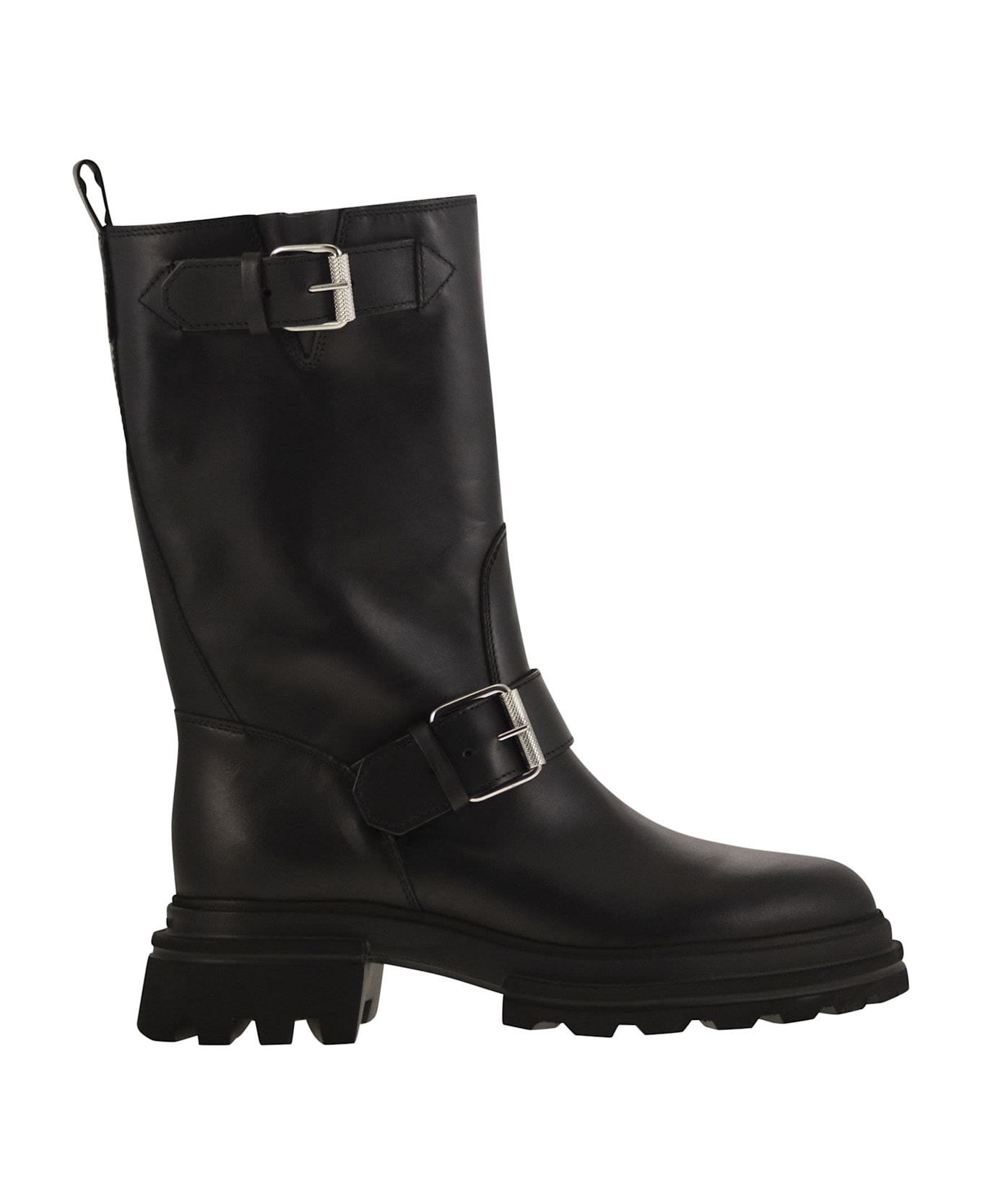 Hogan H674 - Leather Biker - Black