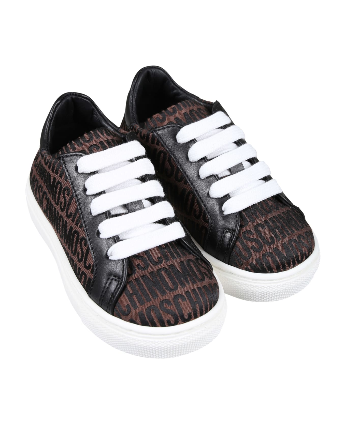 Moschino Brown Lace-ups For Kids With Logo - Brown