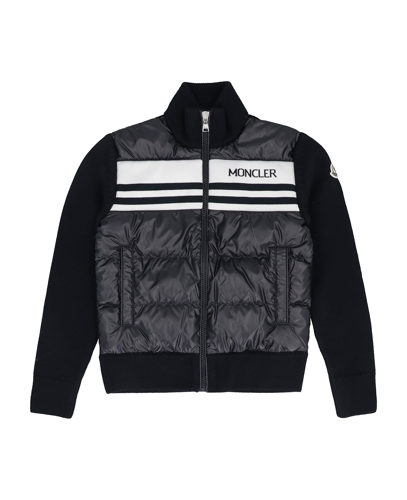Moncler Cardigan With Padded Front Panel - blue