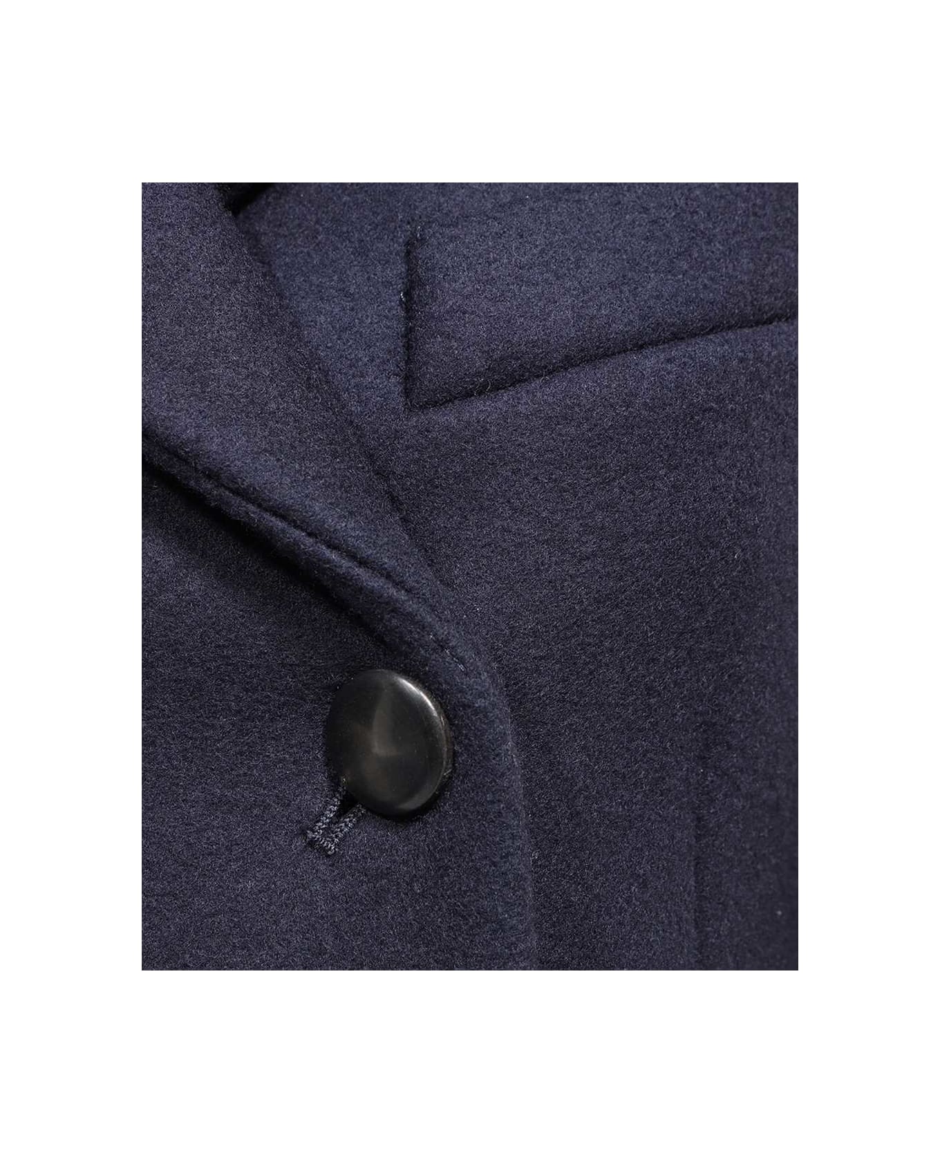 Ferragamo Wool Long Coat - blue