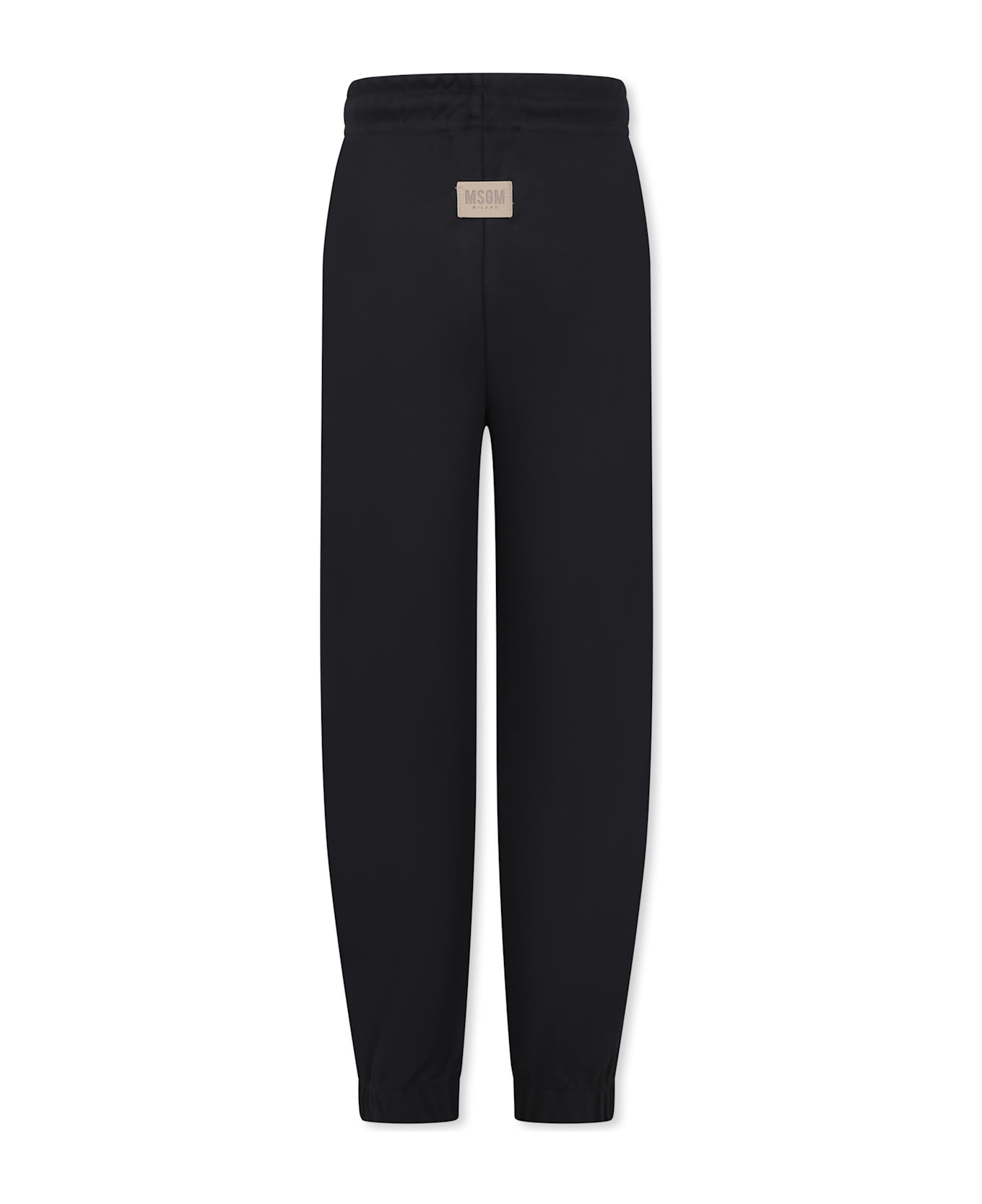 MSGM Black Trousers For Kids With Logo - Black