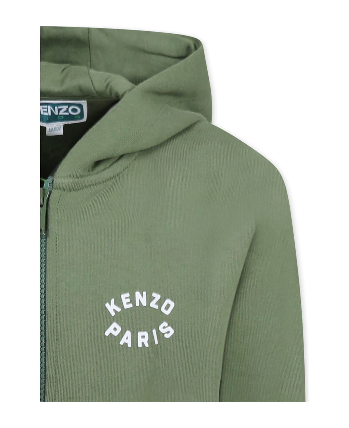 Kenzo Kids Green Sweatshirt For Boy With Lucky Tiger - Green