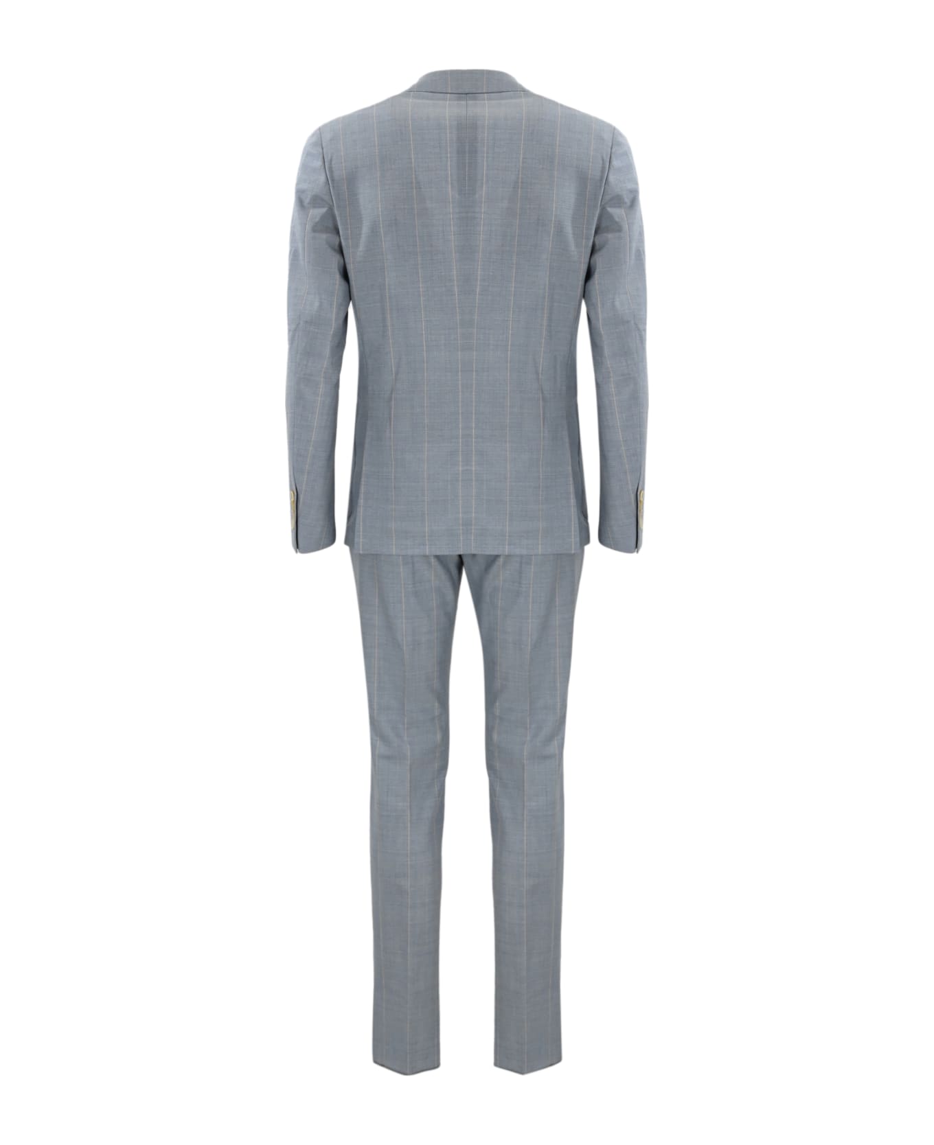 Eleventy Single-breasted Light Blue Pinstripe Suit - Denim