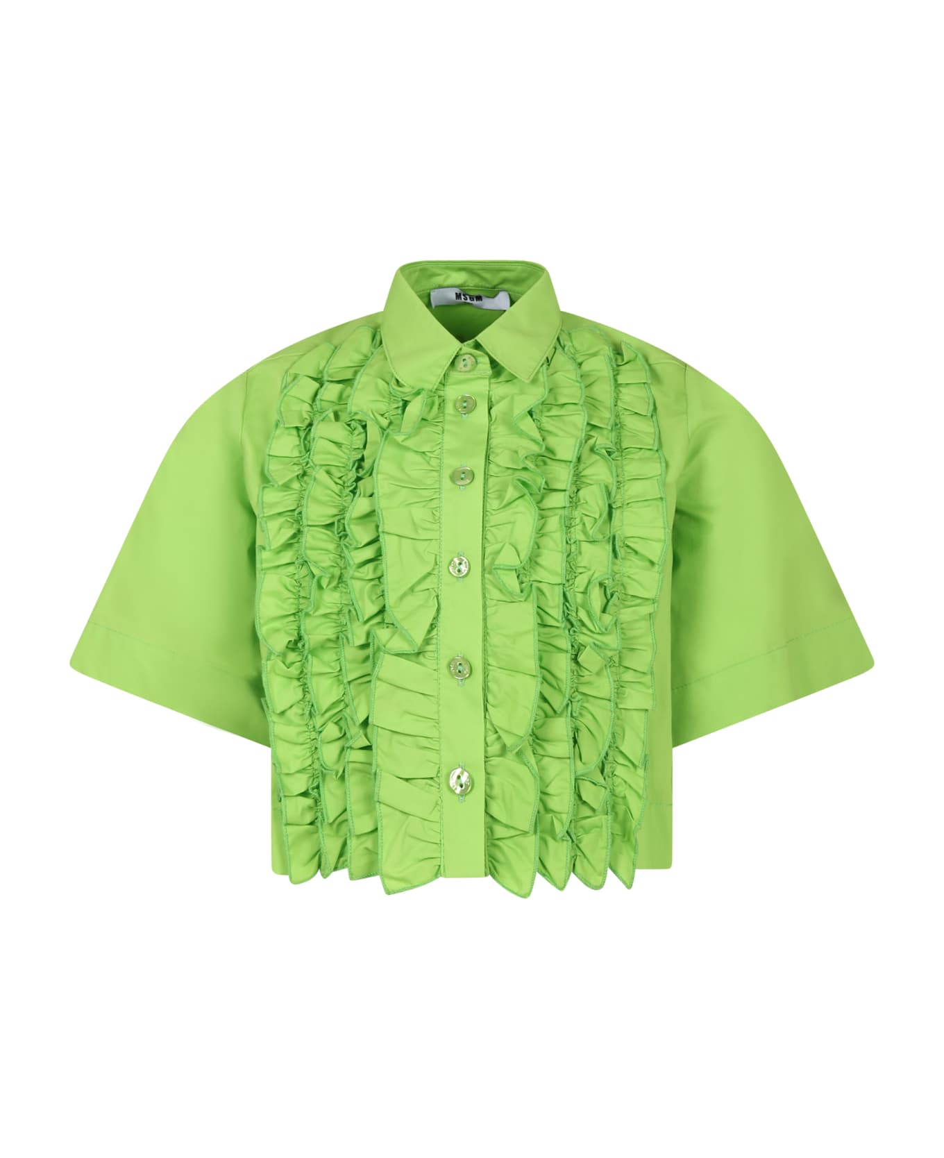 MSGM Green Shirt For Girl With Logo - Green