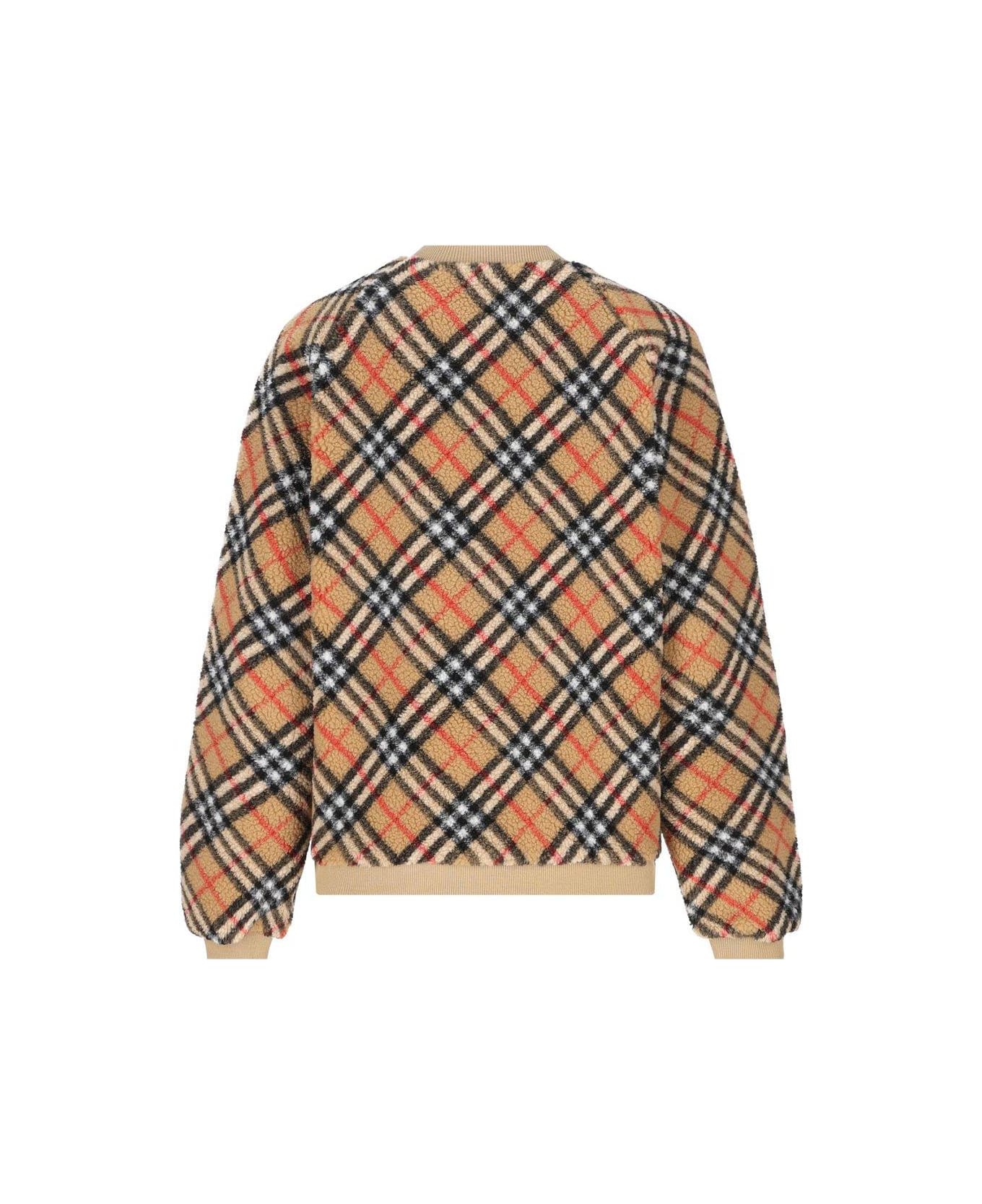 Burberry Checked Crewneck Fleece Sweatshirt - burberry print cap