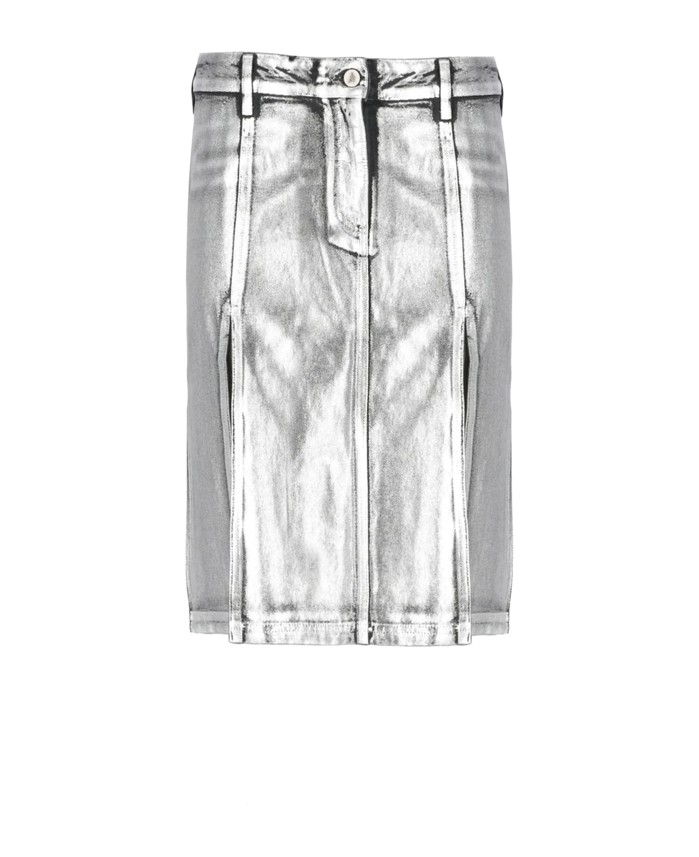The Attico Cotton Midi Skirt - Silver