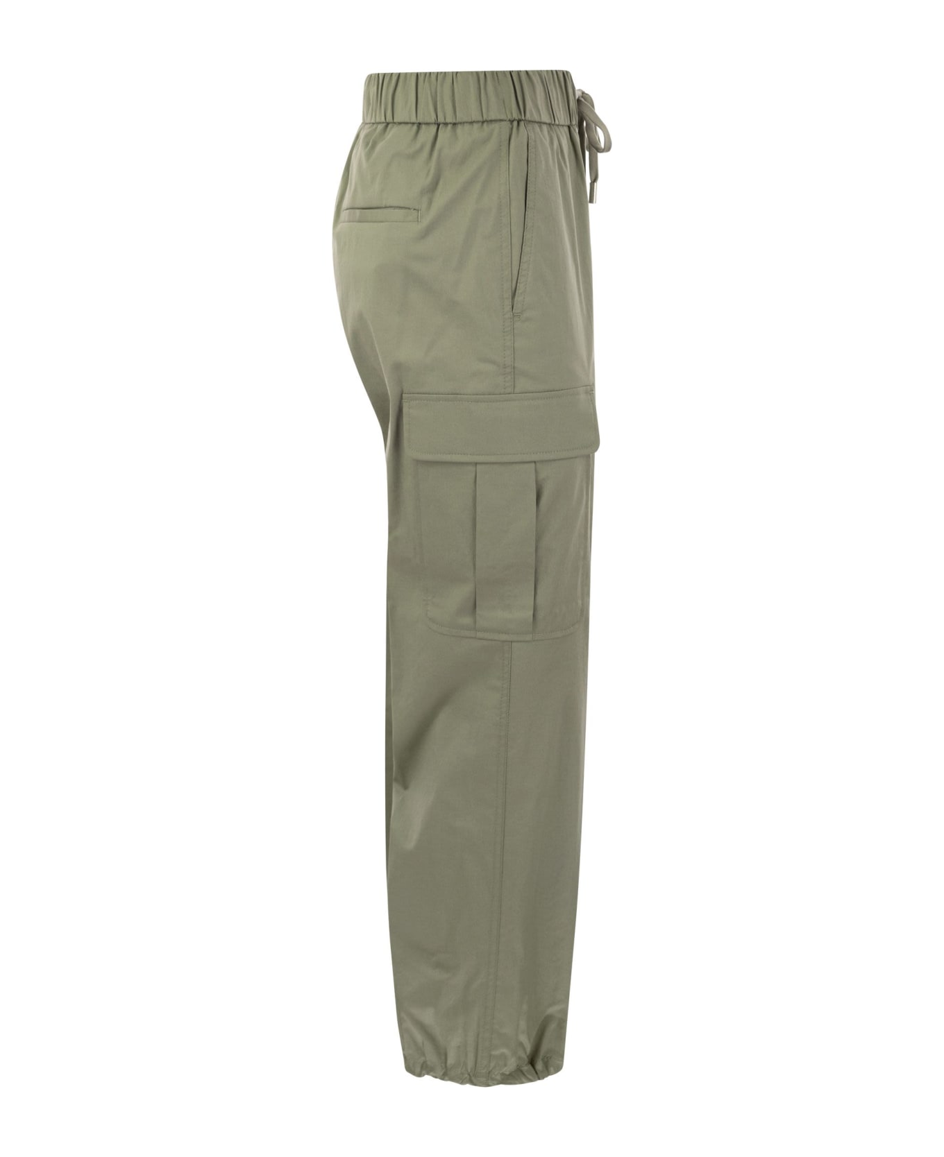 Peserico Stretch Cotton Cargo Trousers - Military Green