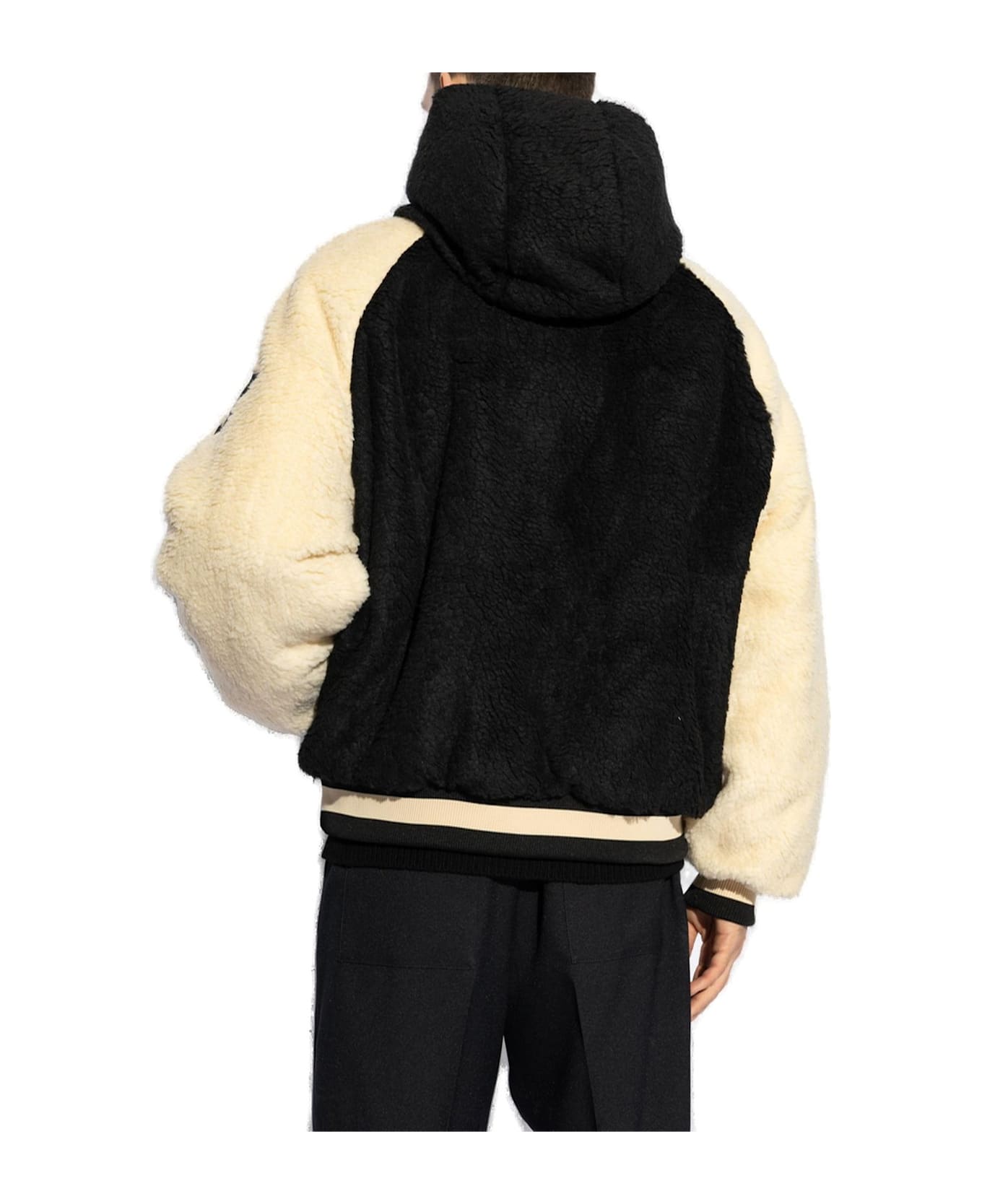 Balmain Hooded Zip Up Reversible Jacket - BLACK/NEUTRALS