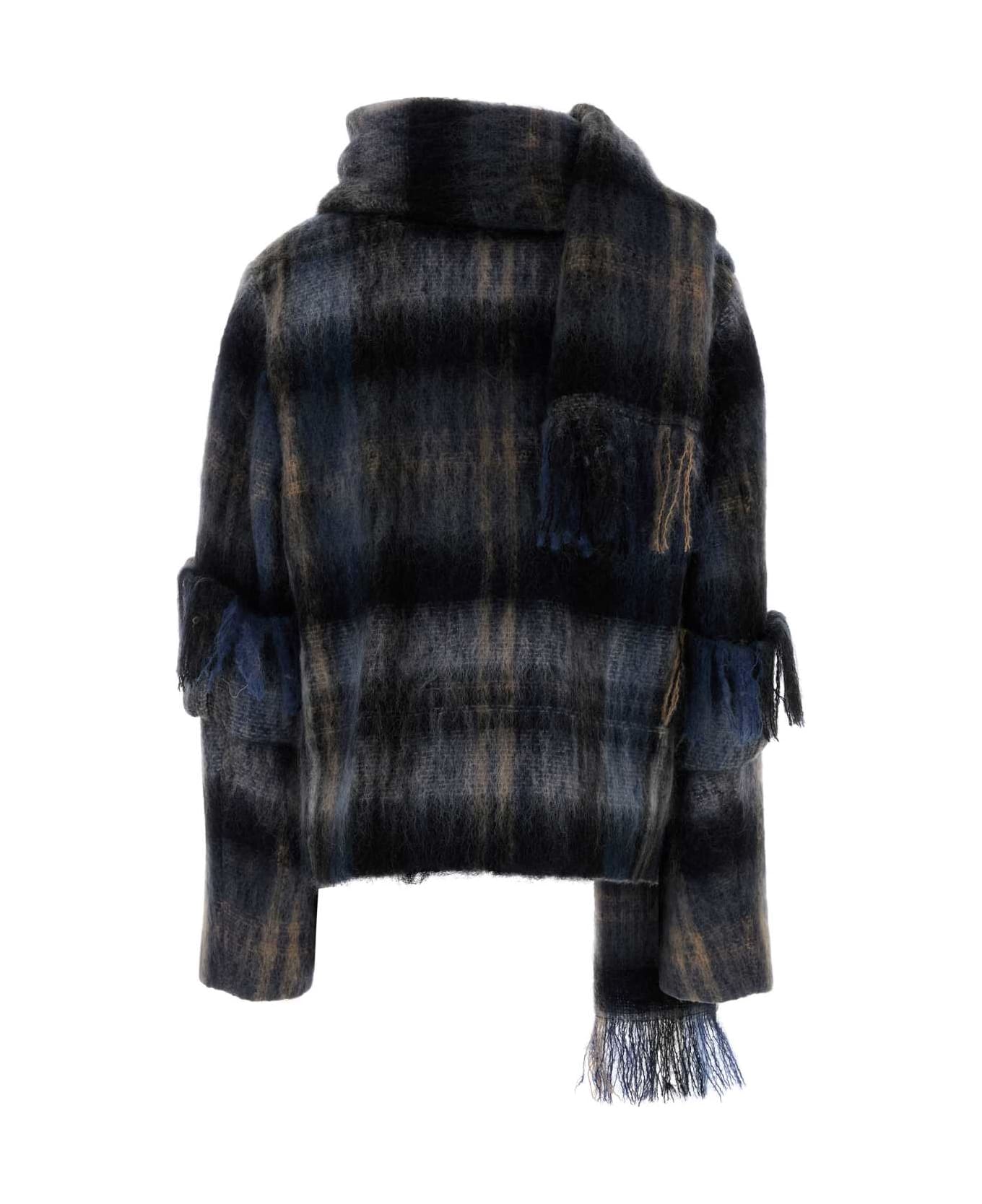 Loewe Embroidered Mohair Blend Blazer - BLUE/MULTICOLOR