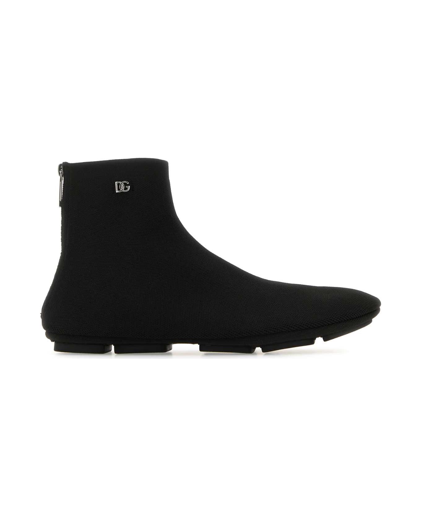Dolce & Gabbana Black Fabric Ankle Boots - NERO