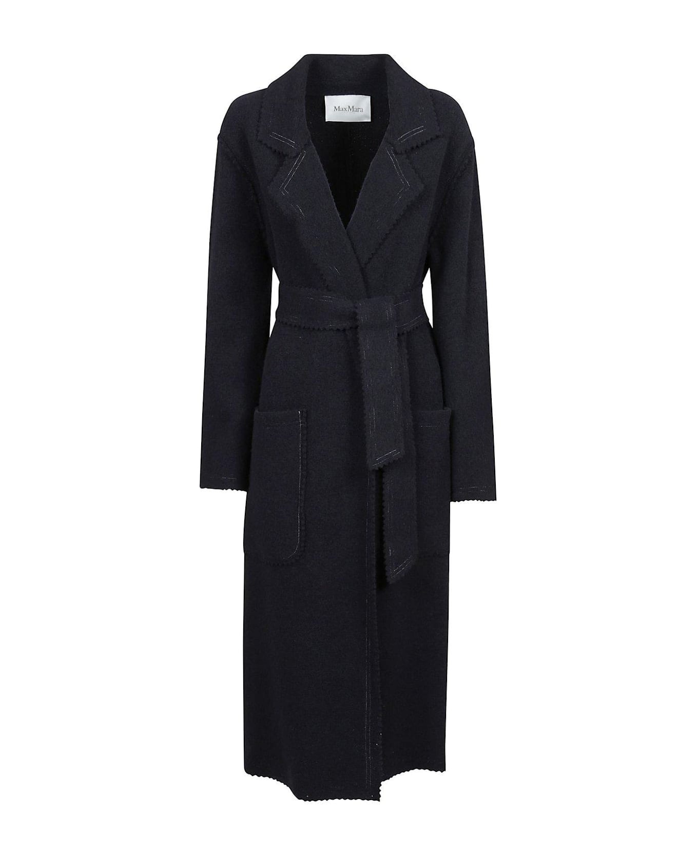 Max Mara Collared Belted Coat - BLUE