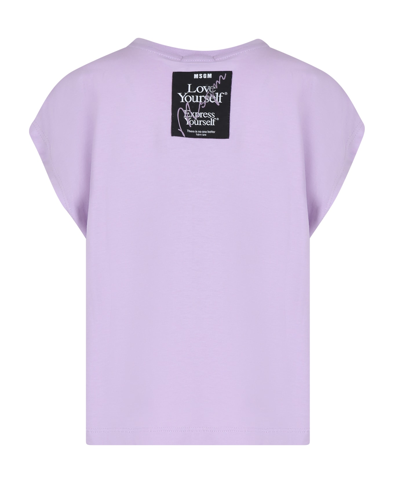 MSGM Lilac T-shirt For Girl With Logo - Lilac