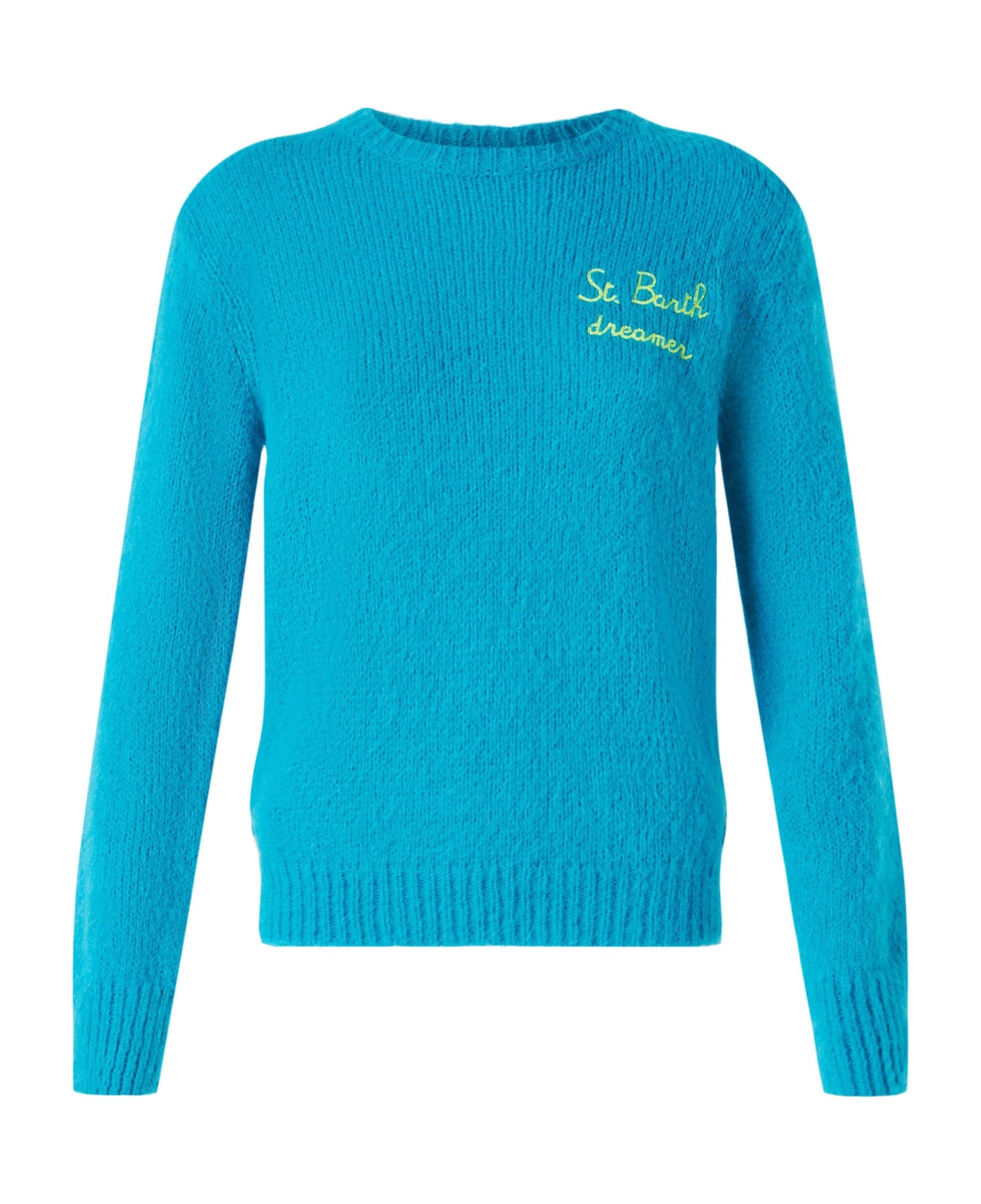 MC2 Saint Barth Woman Light Blue Brushed Sweater With Embroidery - BLUE