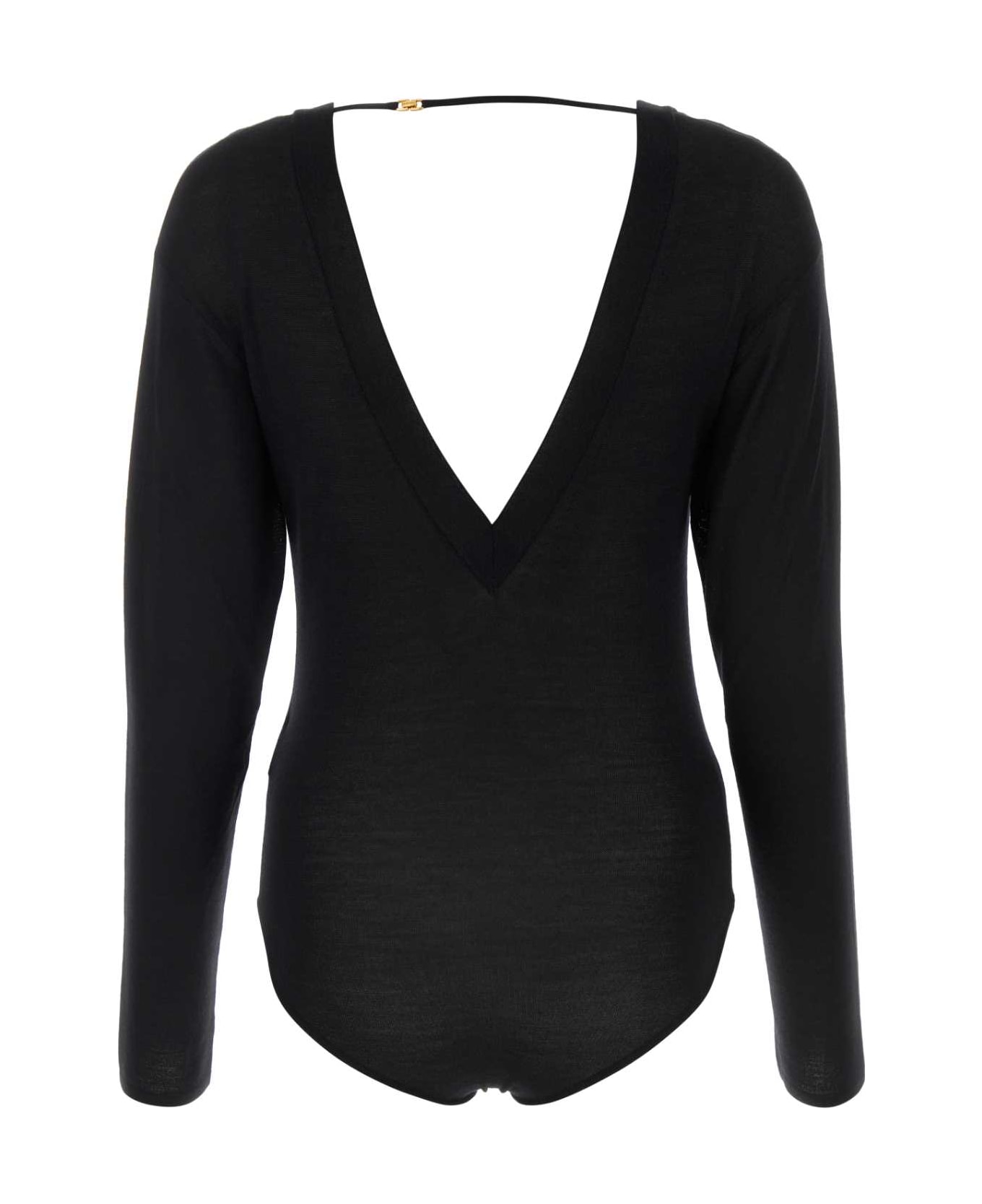 Saint Laurent Black Wool Blend Bodysuit - NOIR