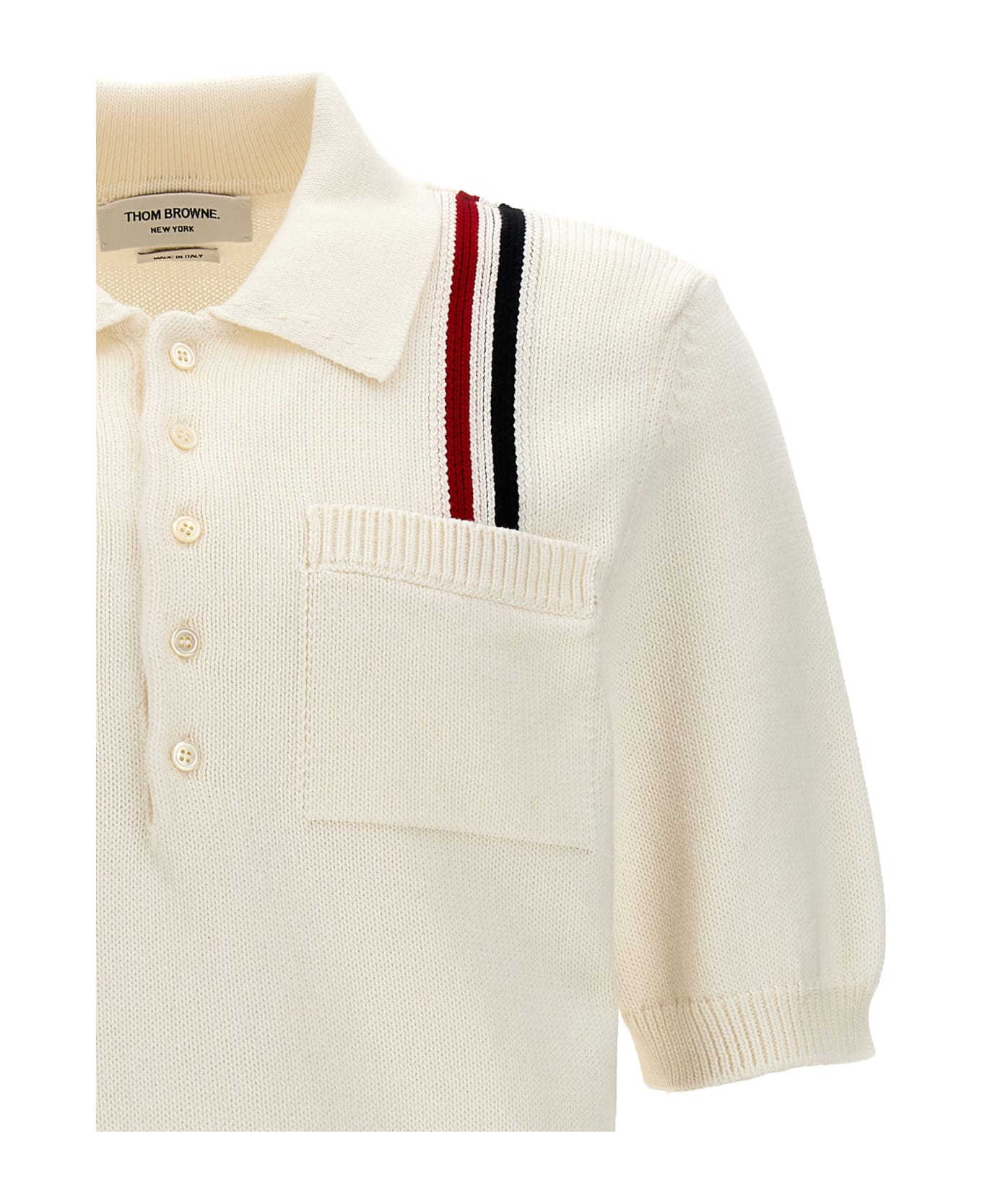 Thom Browne 'jersey Stitch' Polo Shirt - White