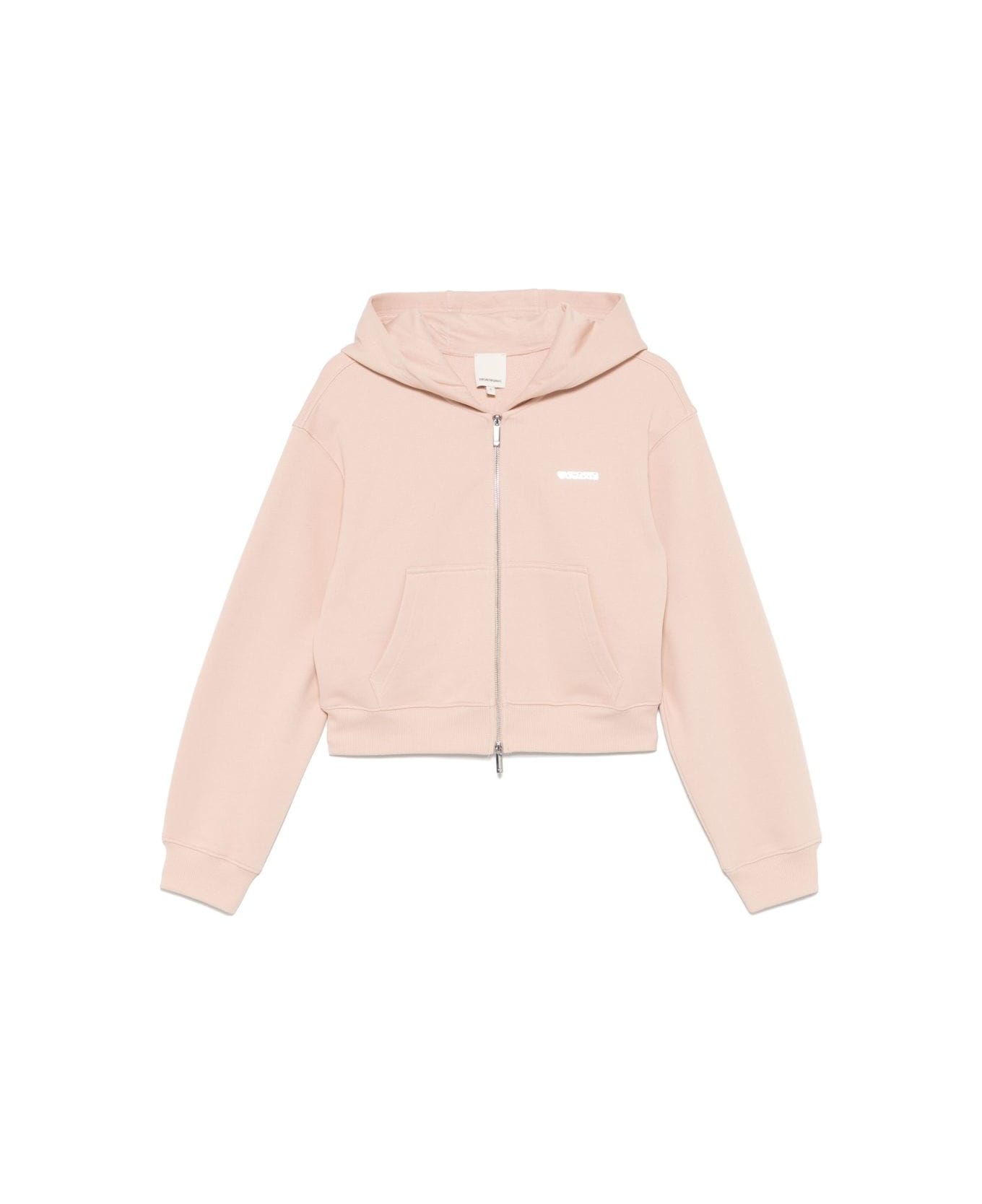 Emporio Armani Cotton Zipped Hoodie - Powder