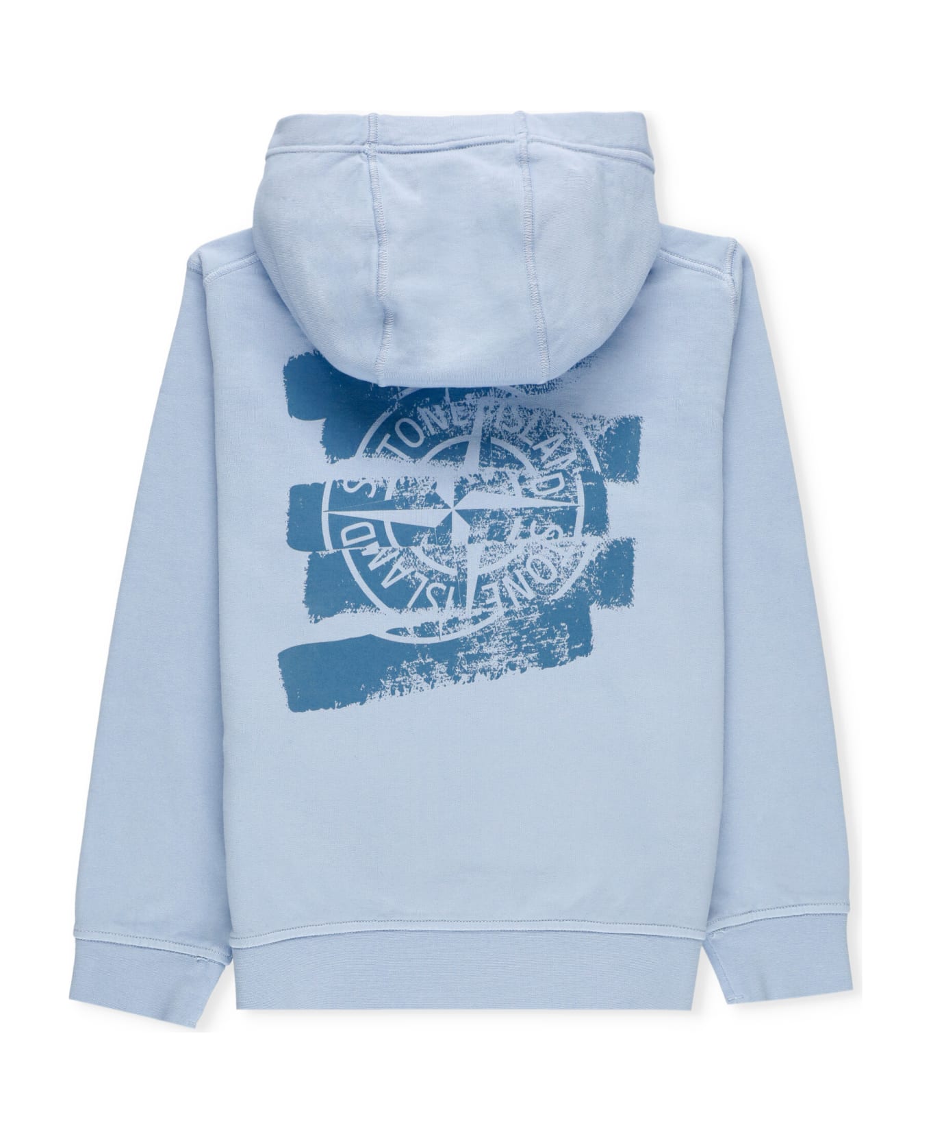 Stone Island Junior Hoodie With Logo - Light Blue ニットウェア＆スウェットシャツ