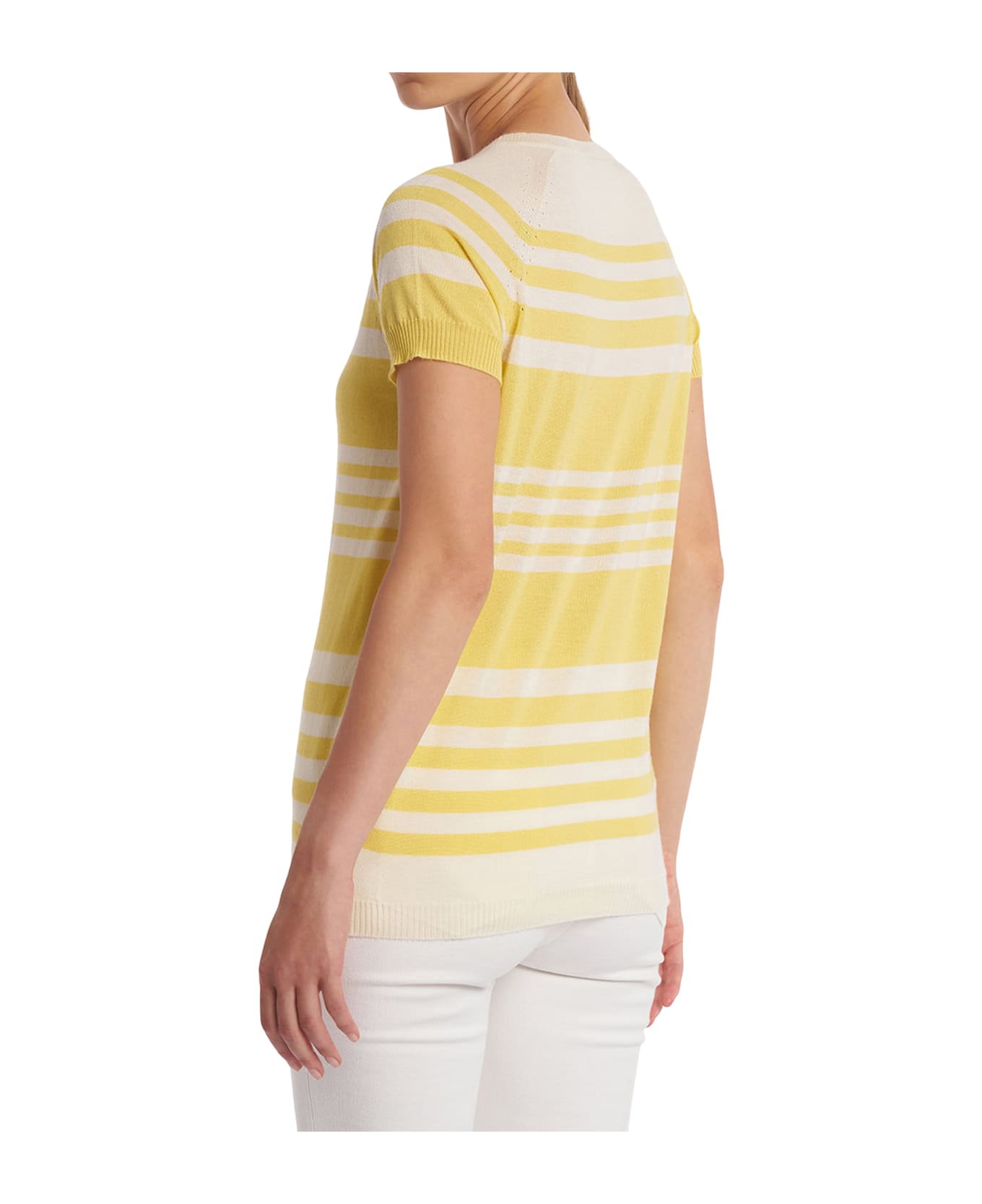 Kiton Jersey Cashmere - CREAM WHITE/YELLOW Tシャツ