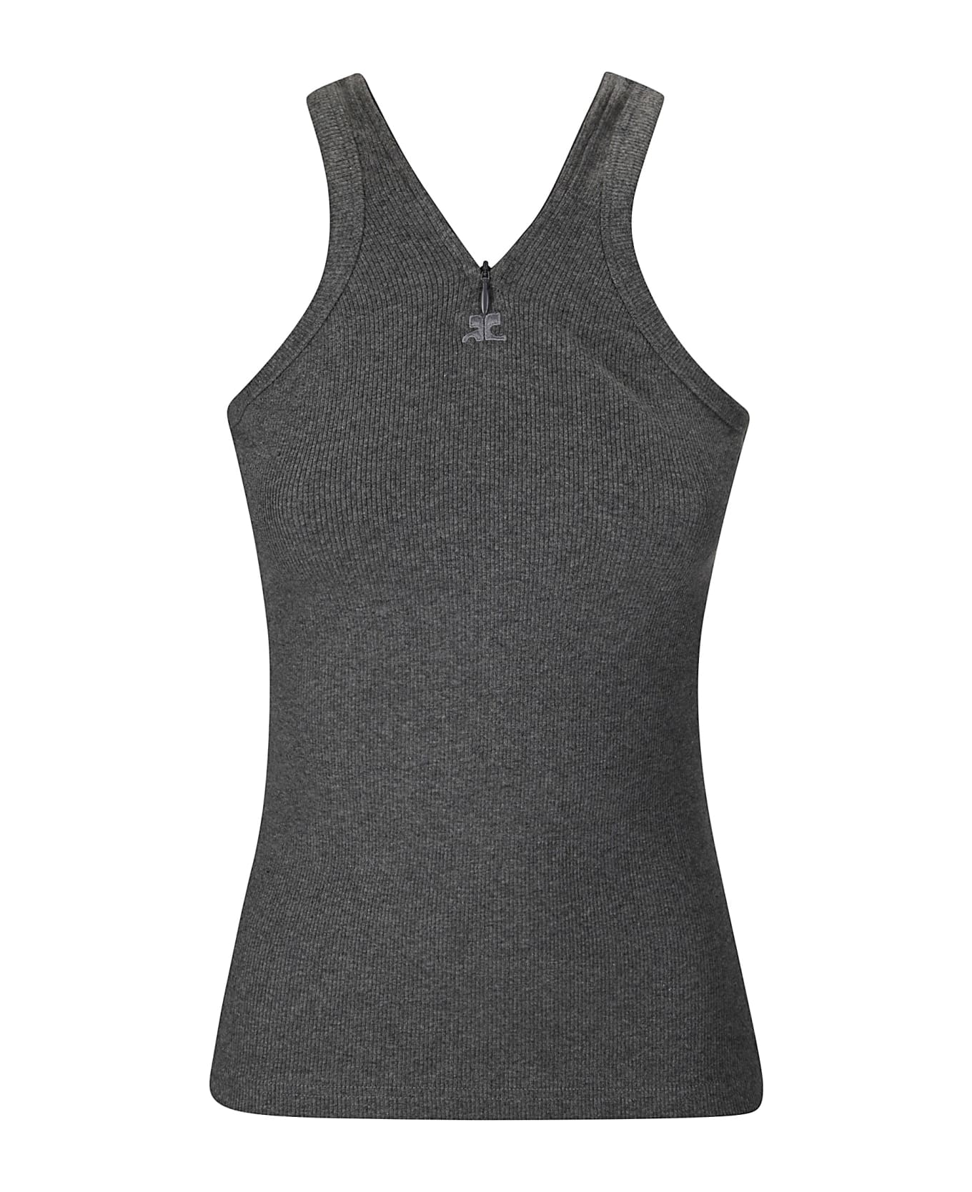 Courrèges Criss Cross 90's Rib Tank Top - DARK HEATHER GREY