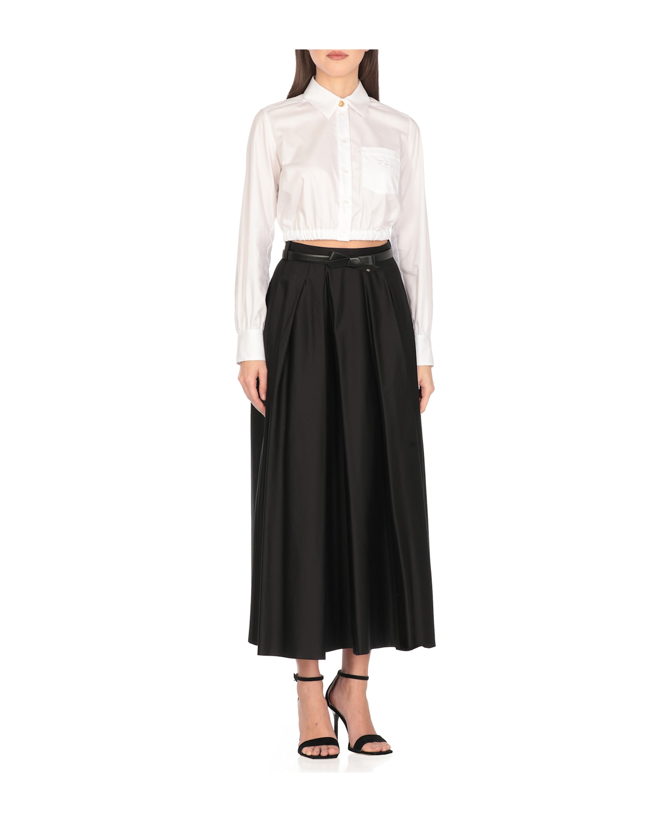 Elisabetta Franchi Cotton Cropped Shirt Elisabetta Franchi - Bianco