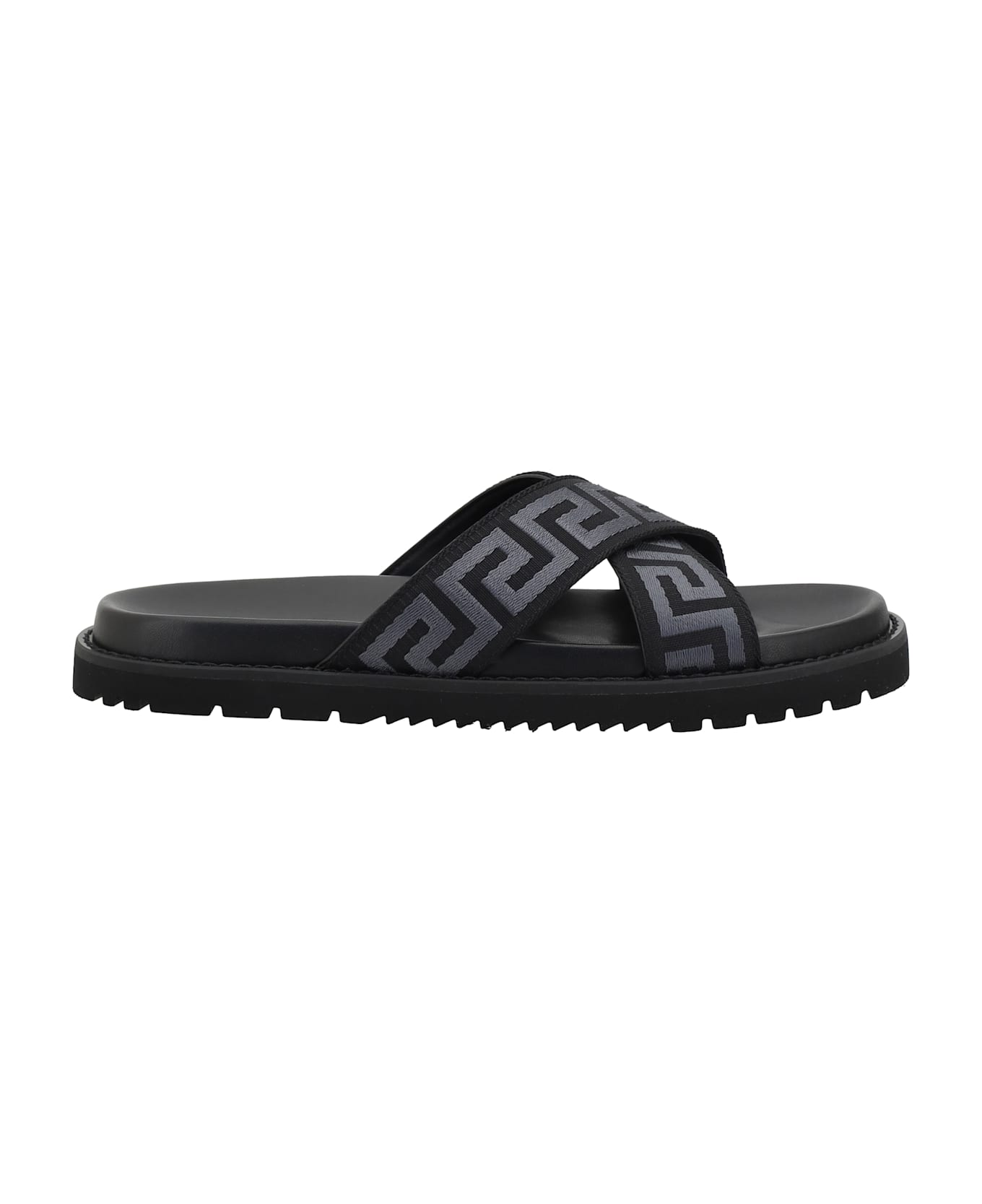 Versace Greca Pattern Sandals - Black +anthracite