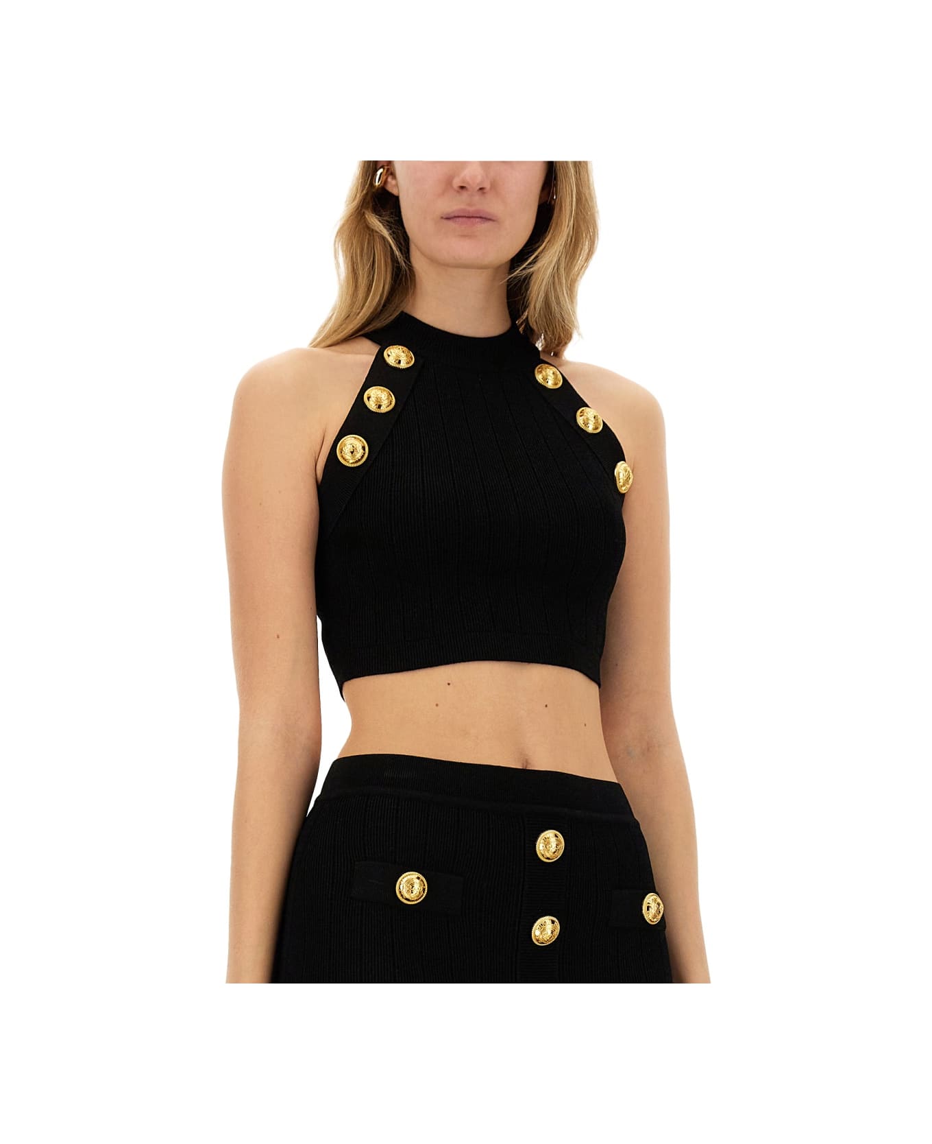 Balmain Top With Buttons - BLACK