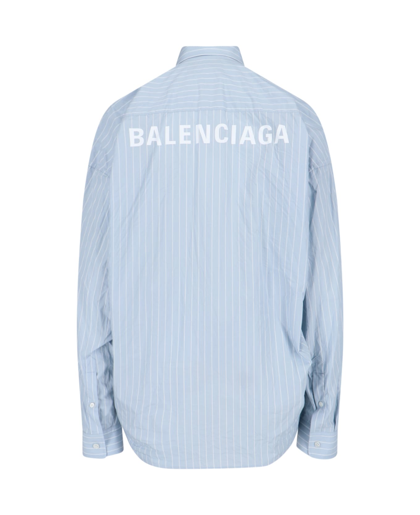 Balenciaga Oversized Logo Shirt At The Back - Light Blue